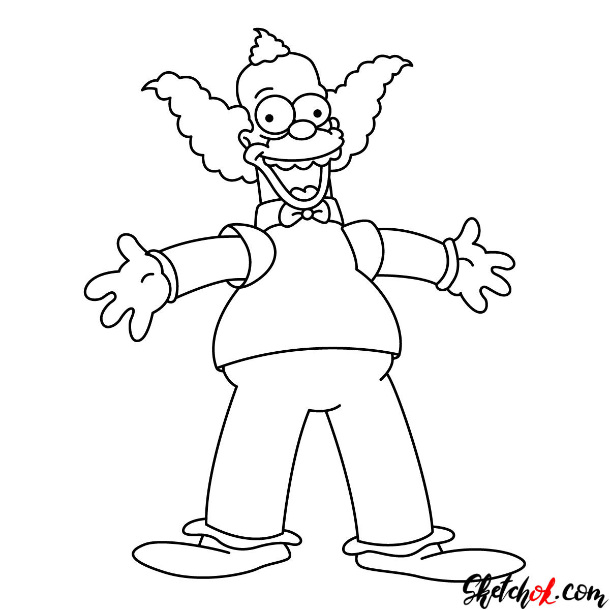 How to draw Krusty the Clown - step 12