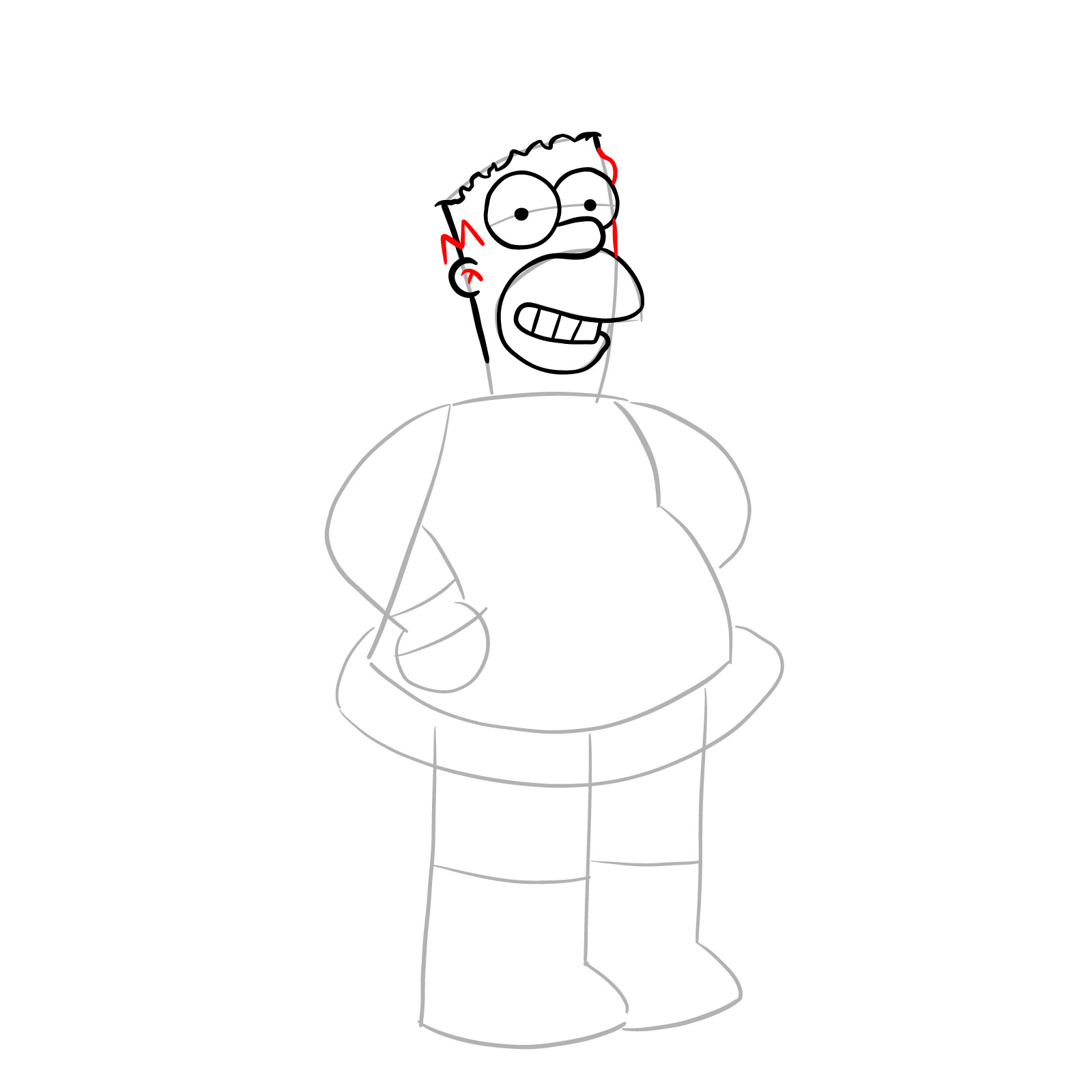 How to draw Santa Homer Simpson - step 11