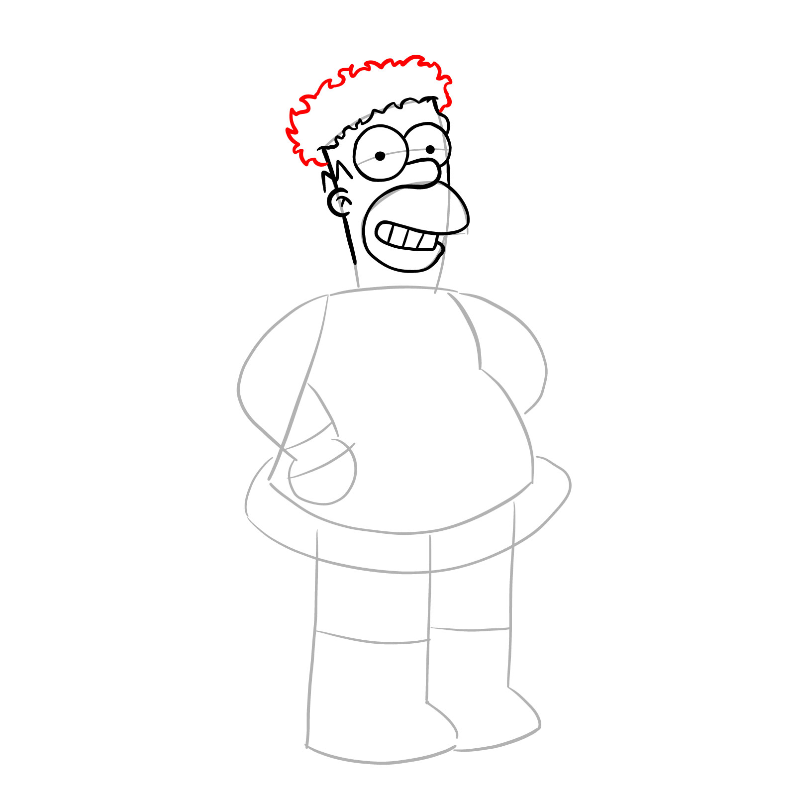 How to draw Santa Homer Simpson - step 12