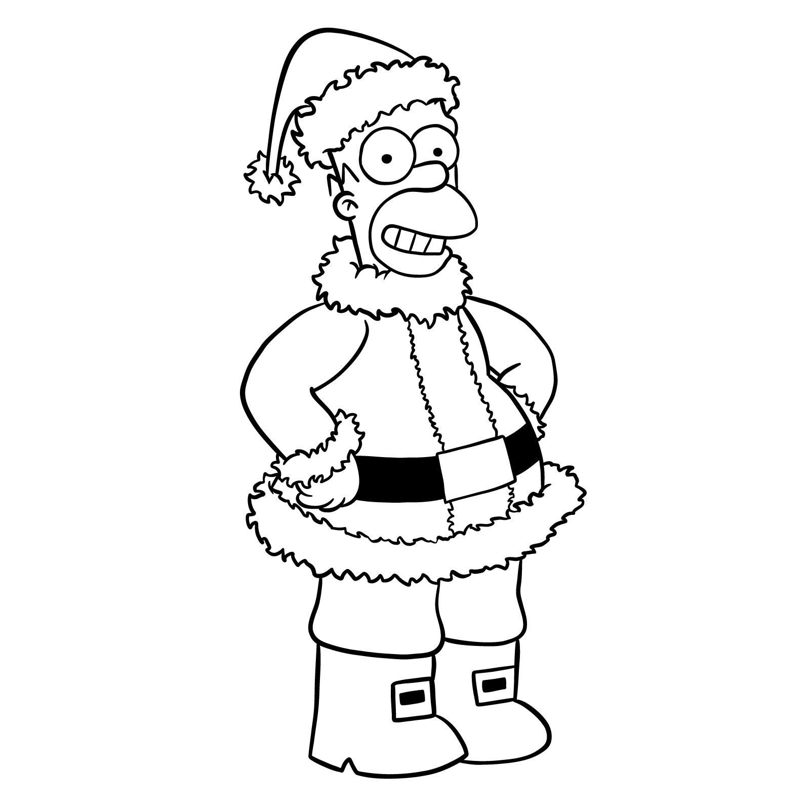 How to draw Santa Homer Simpson - step 30