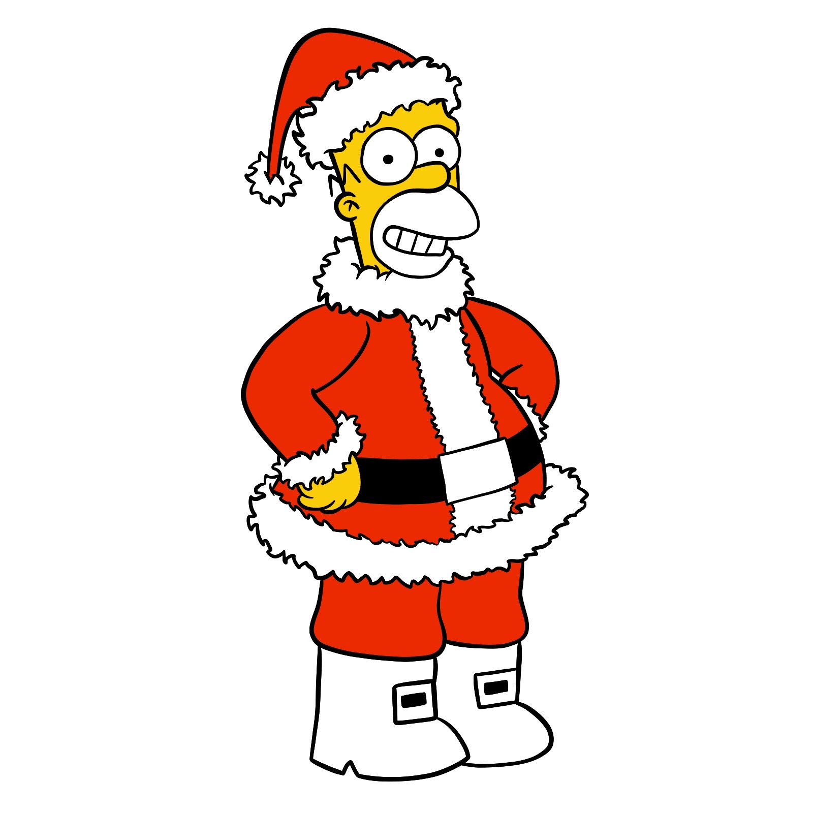 How to draw Santa Homer Simpson - step 32
