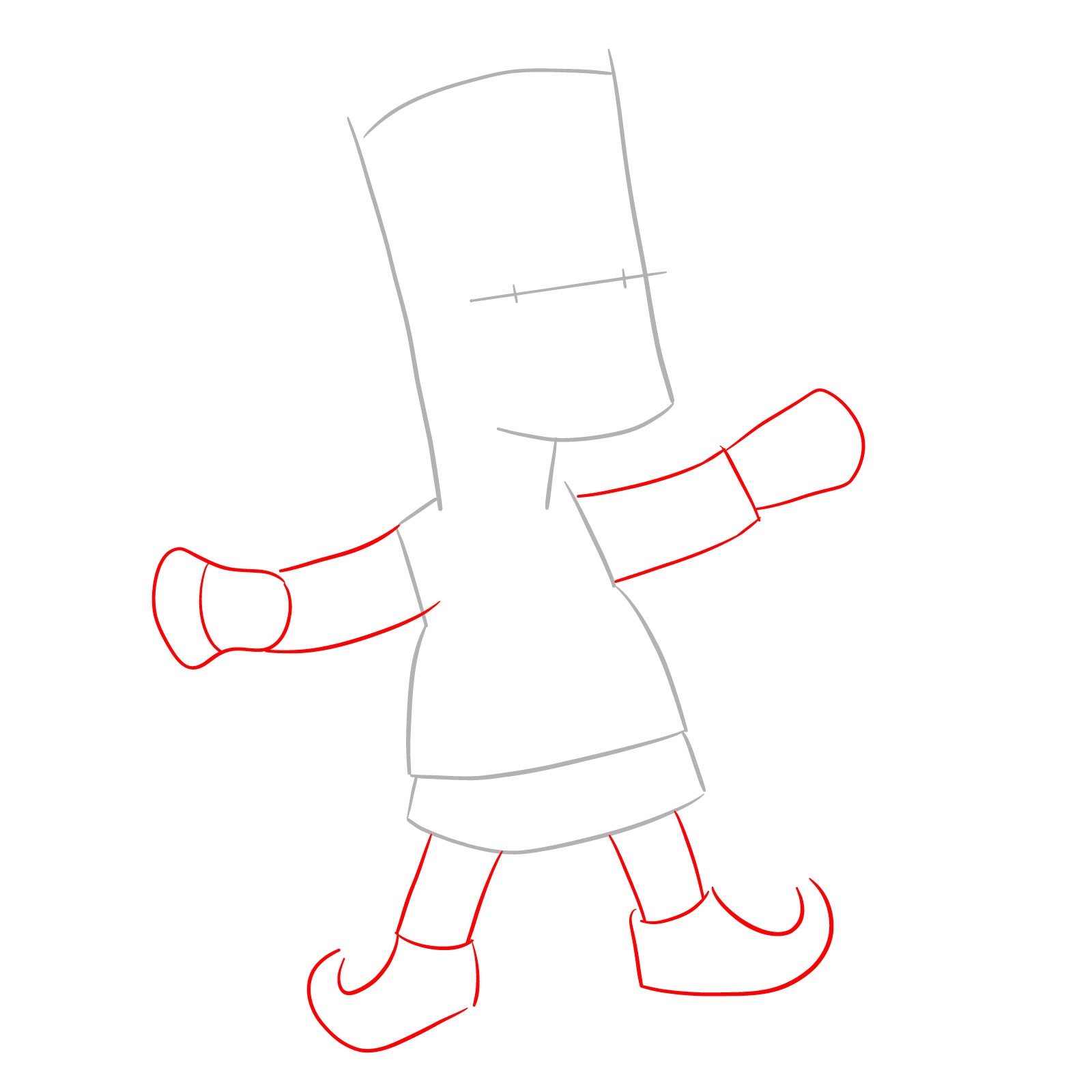 How to draw Bart Simpson as a Christmas Elf - step 03