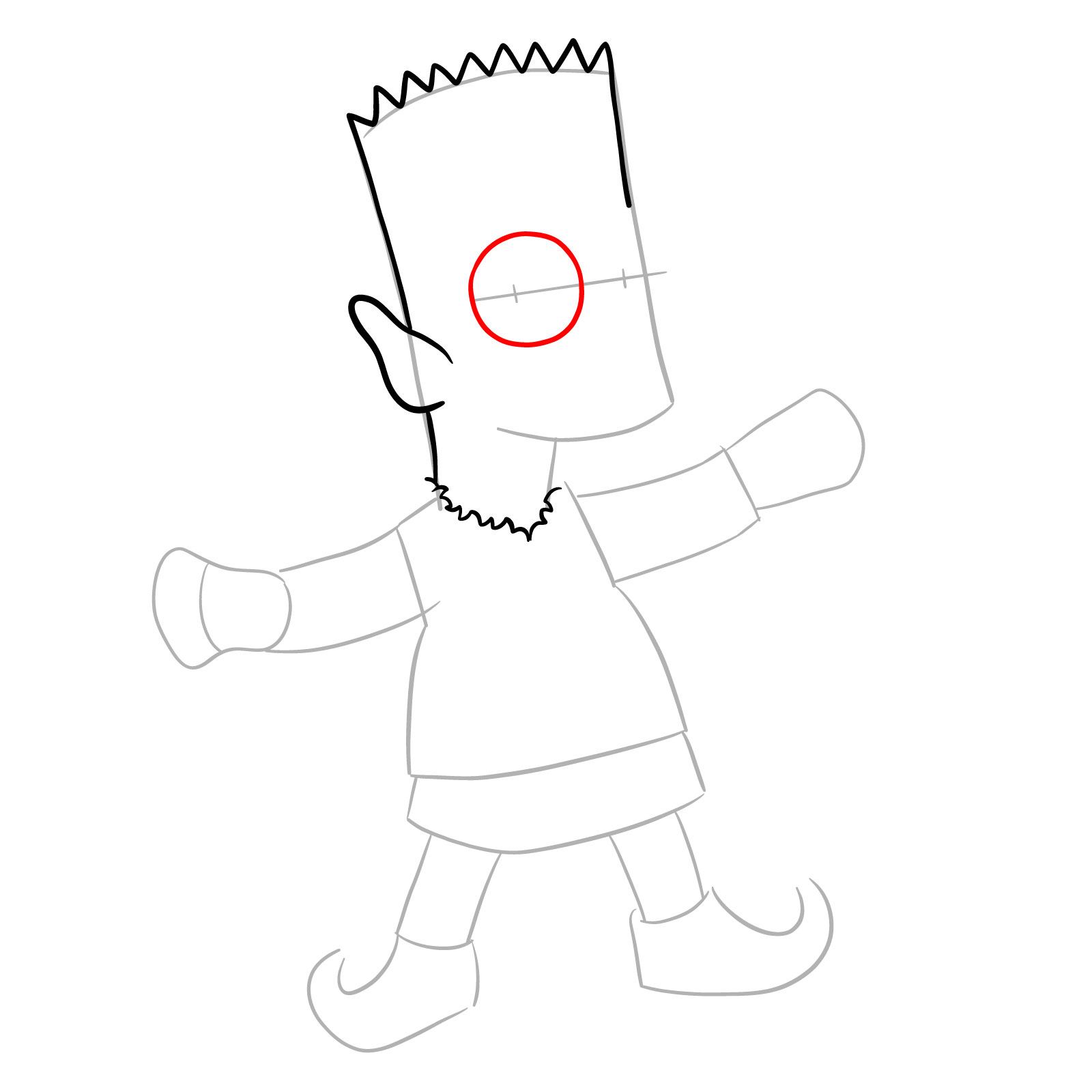 How to draw Bart Simpson as a Christmas Elf - step 07
