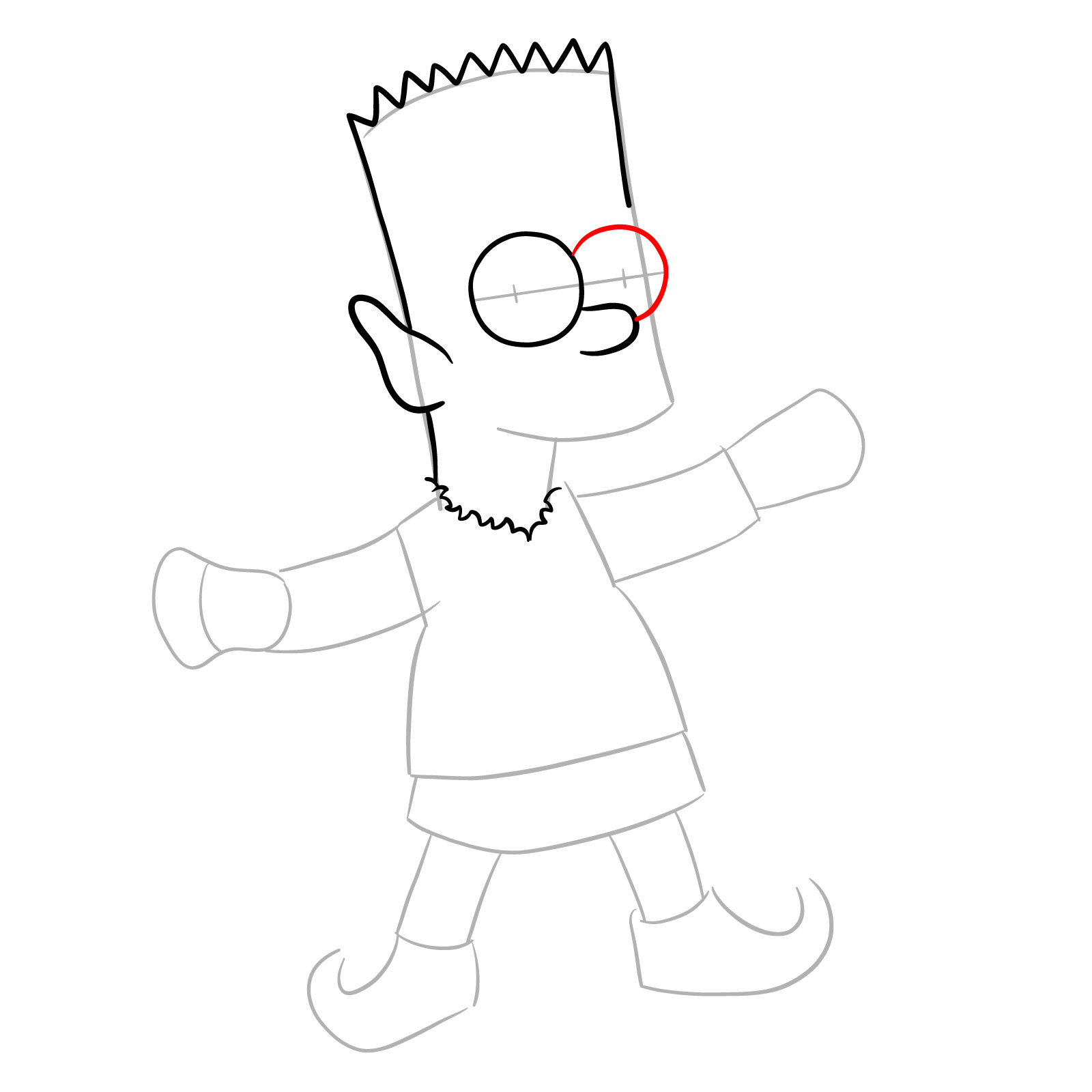 How to draw Bart Simpson as a Christmas Elf - step 09