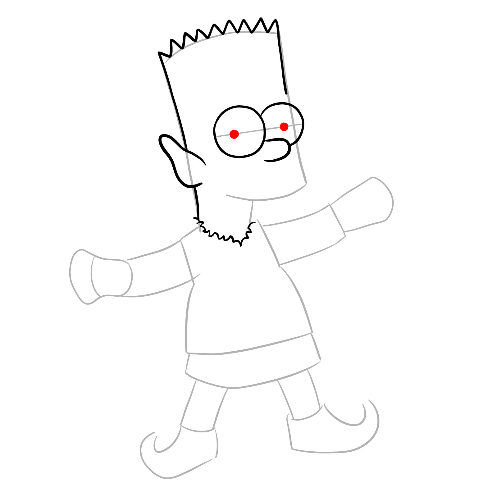 How to draw Bart Simpson as a Christmas Elf - step 10