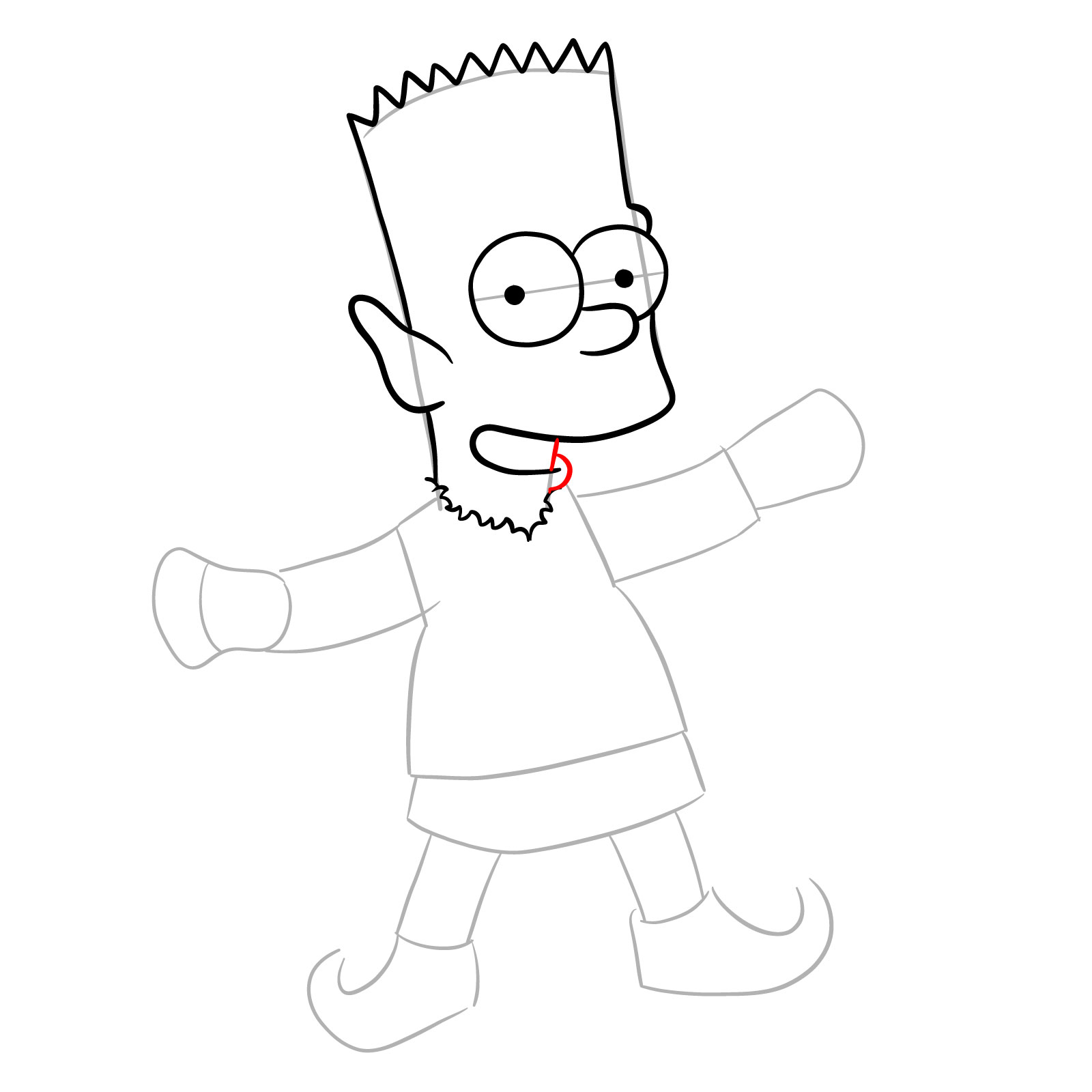 How to draw Bart Simpson as a Christmas Elf - step 12