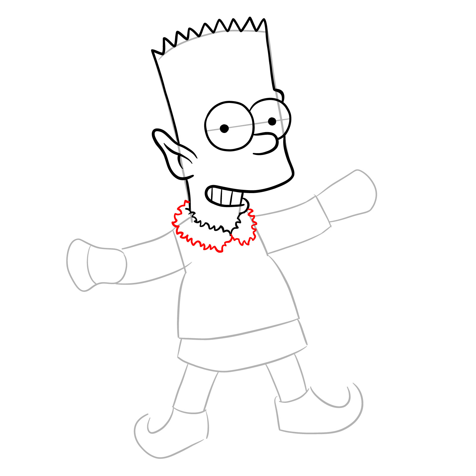 How to draw Bart Simpson as a Christmas Elf - step 14