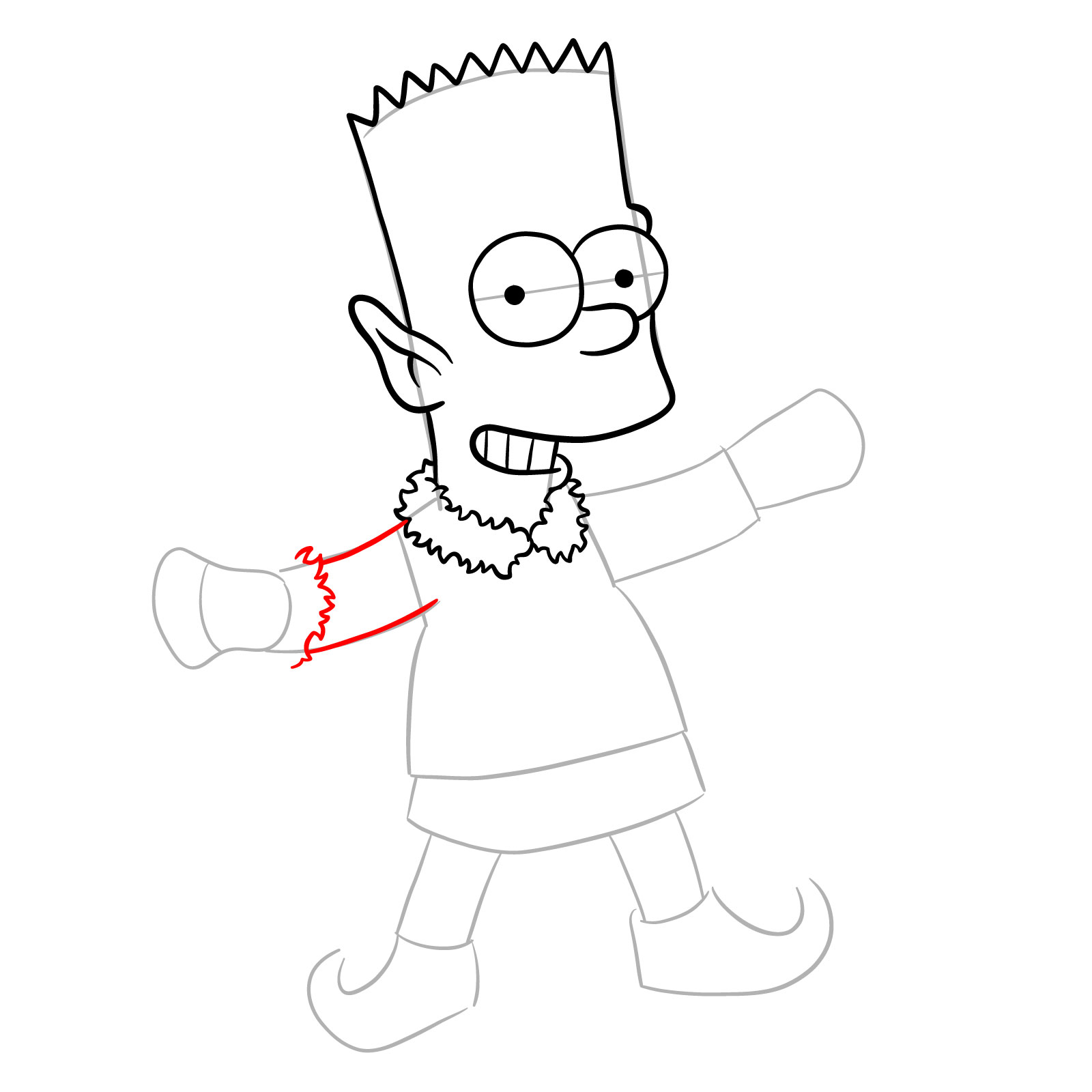 How to draw Bart Simpson as a Christmas Elf - step 15
