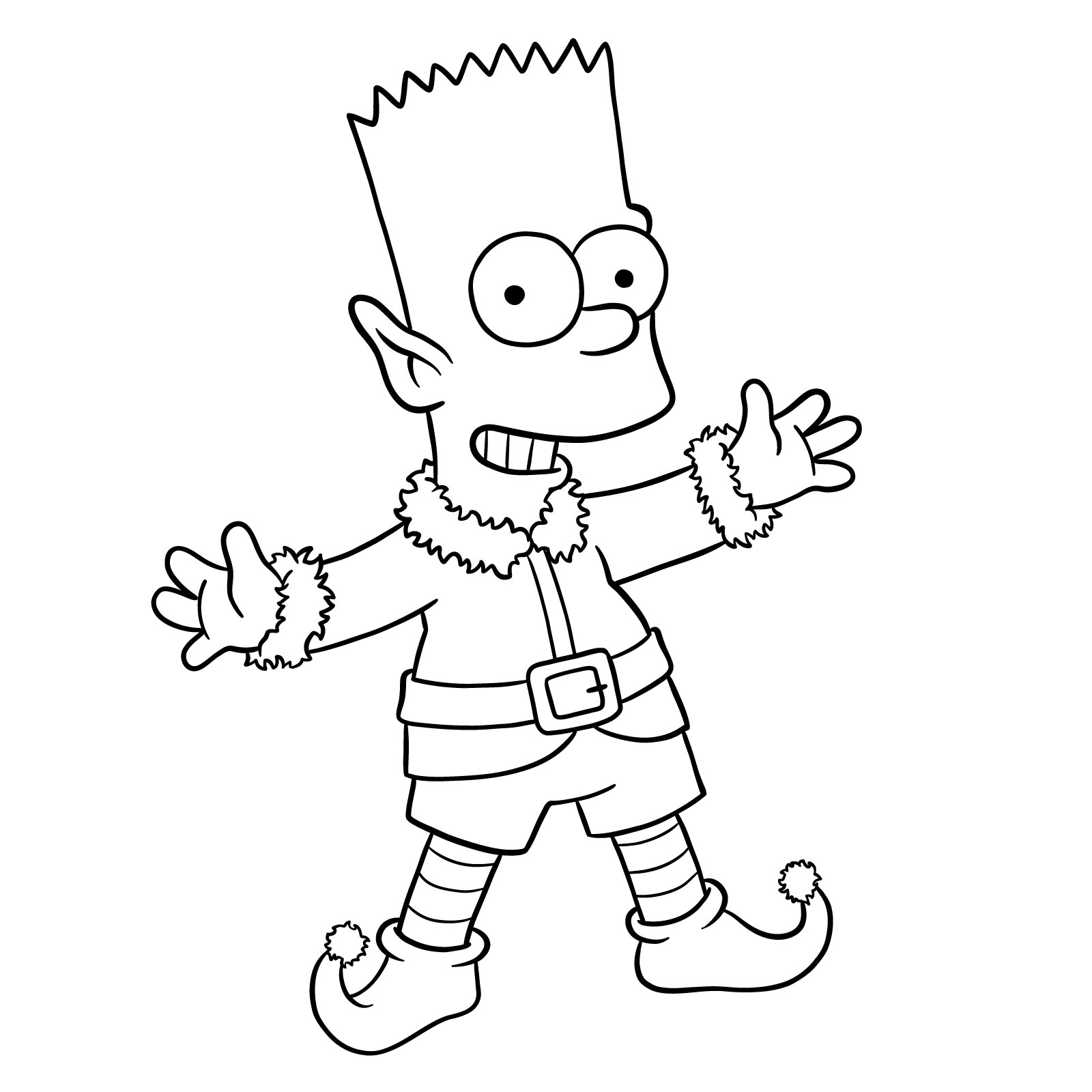 How to draw Bart Simpson as a Christmas Elf - step 30