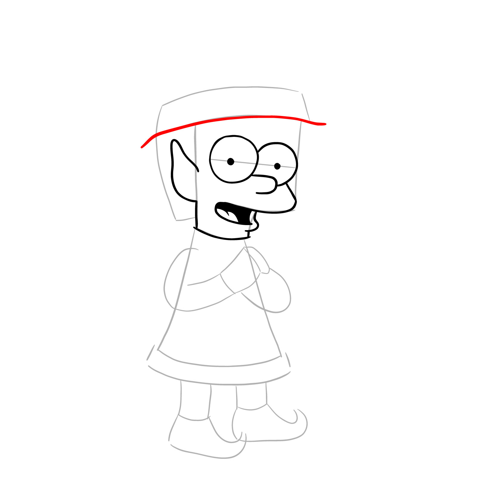 How to draw Christmas Elf Lisa Simpson - step 12