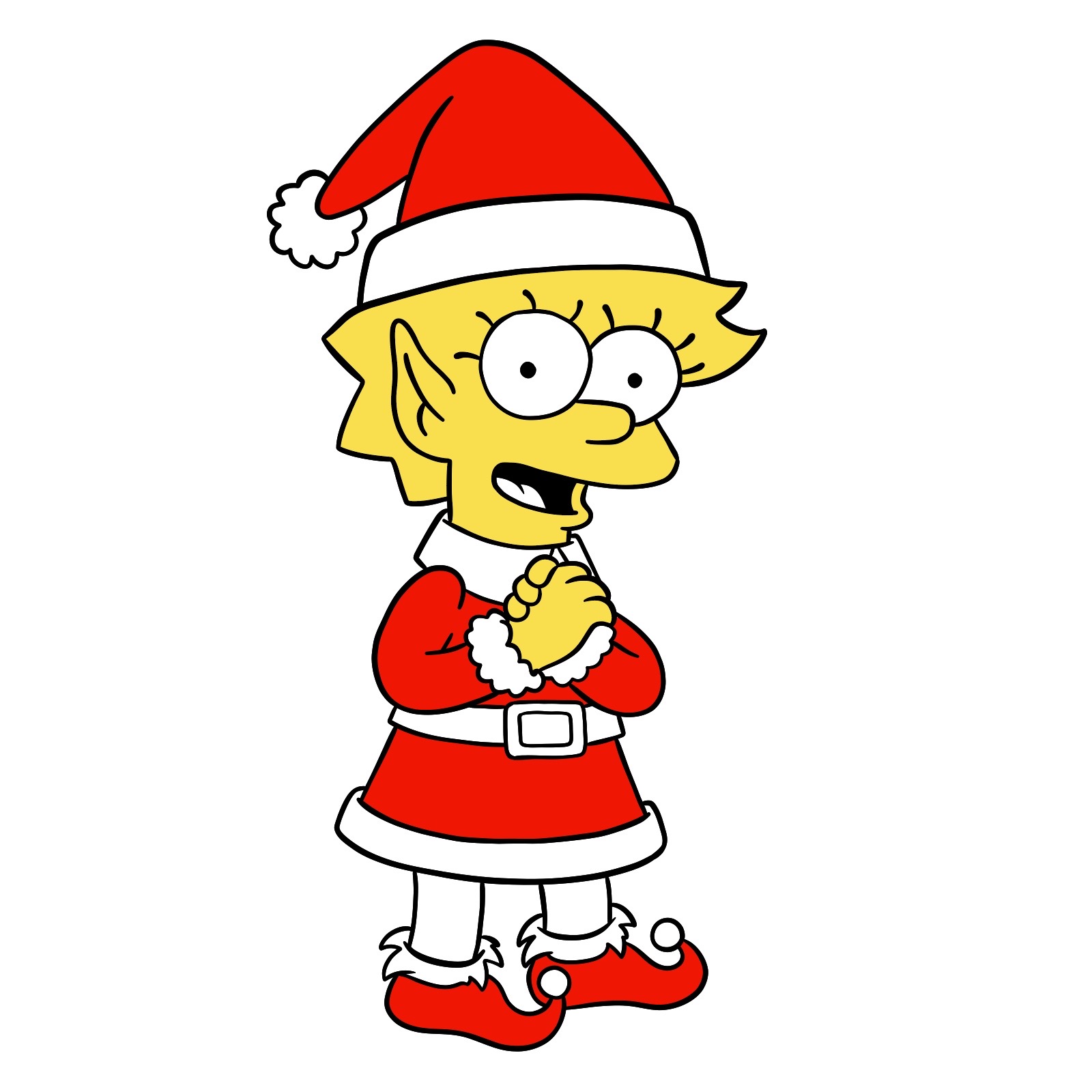How to draw Christmas Elf Lisa Simpson - step 35