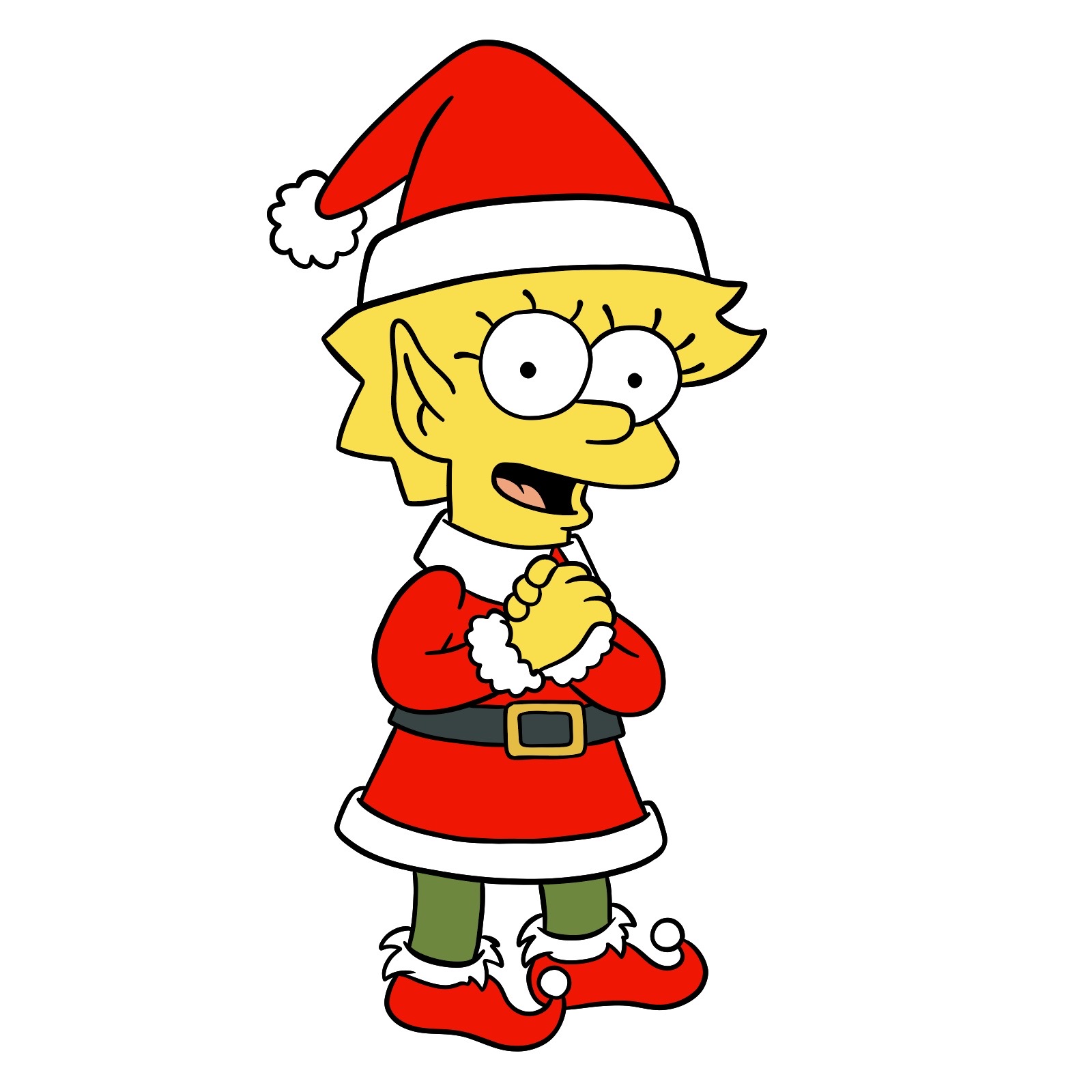 How to draw Christmas Elf Lisa Simpson - step 36