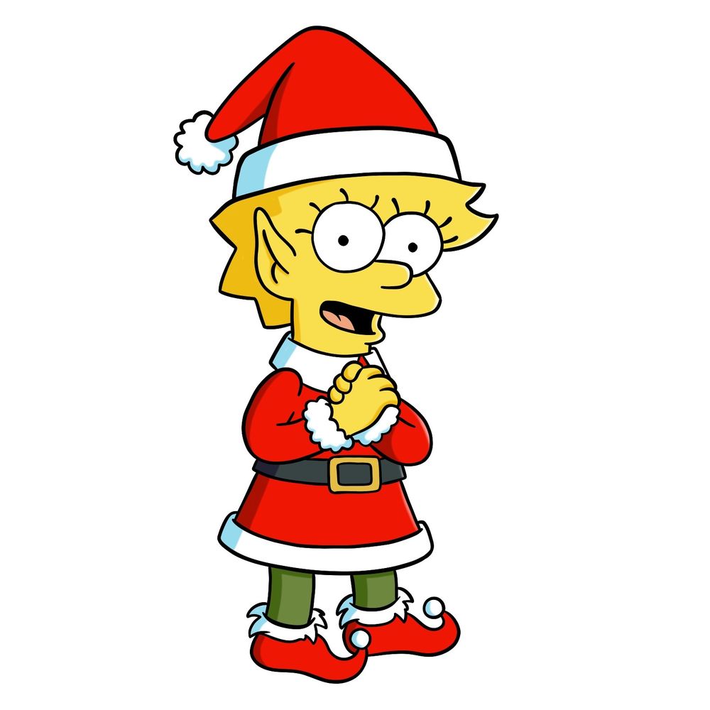 How to draw Christmas Elf Lisa Simpson