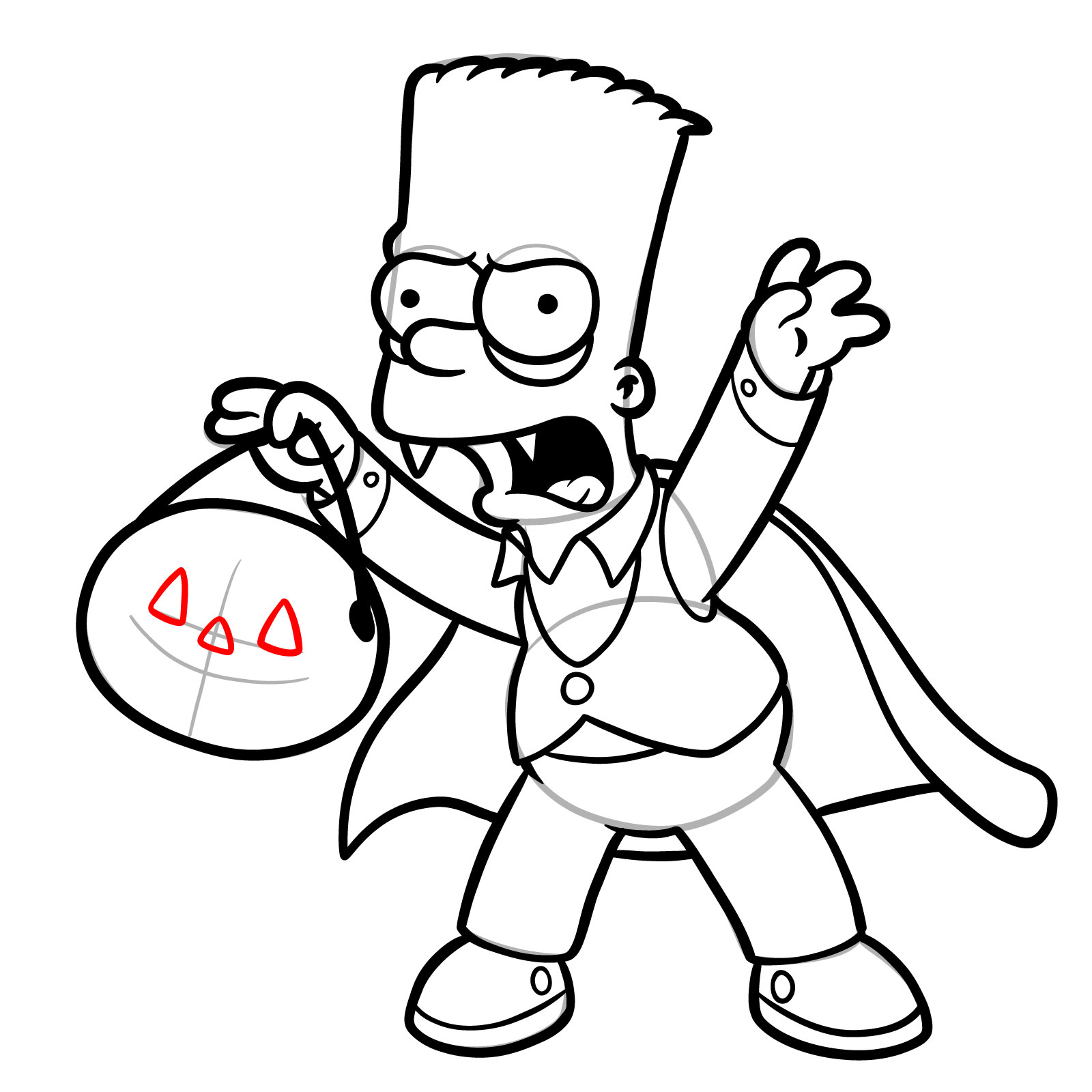 How to draw Bart Dracula - step 31