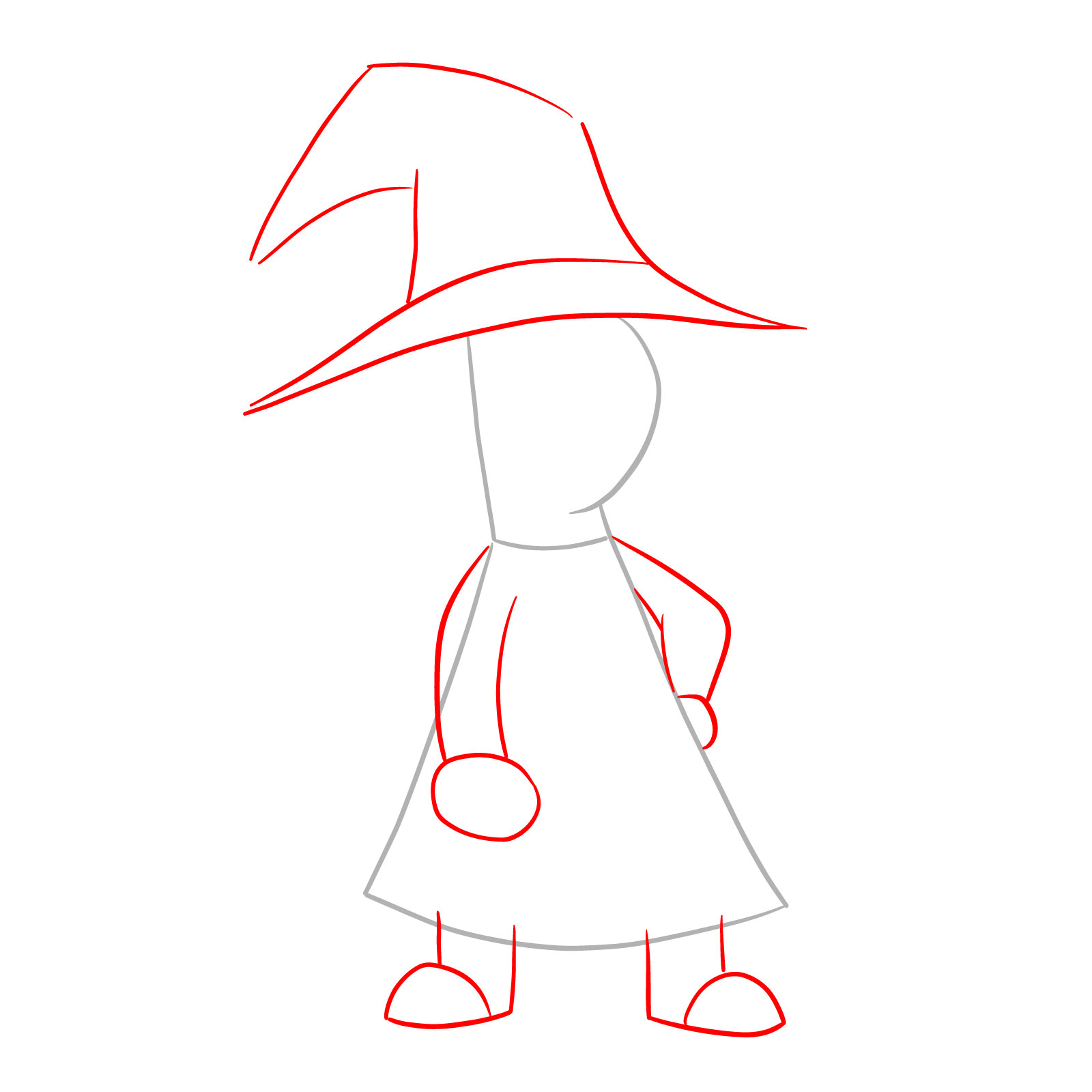 How to draw Lisa as a witch - step 02