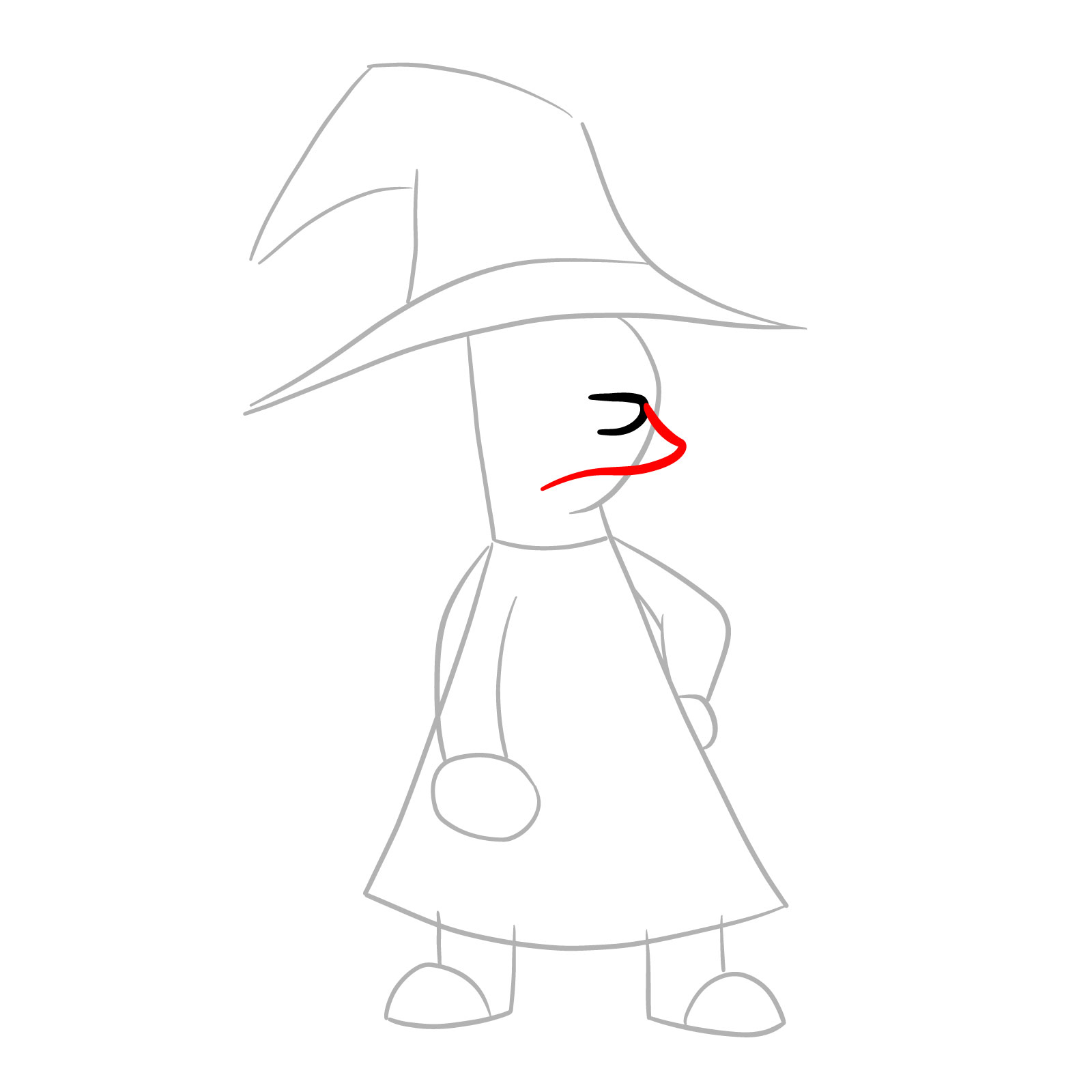 How to draw Lisa as a witch - step 04