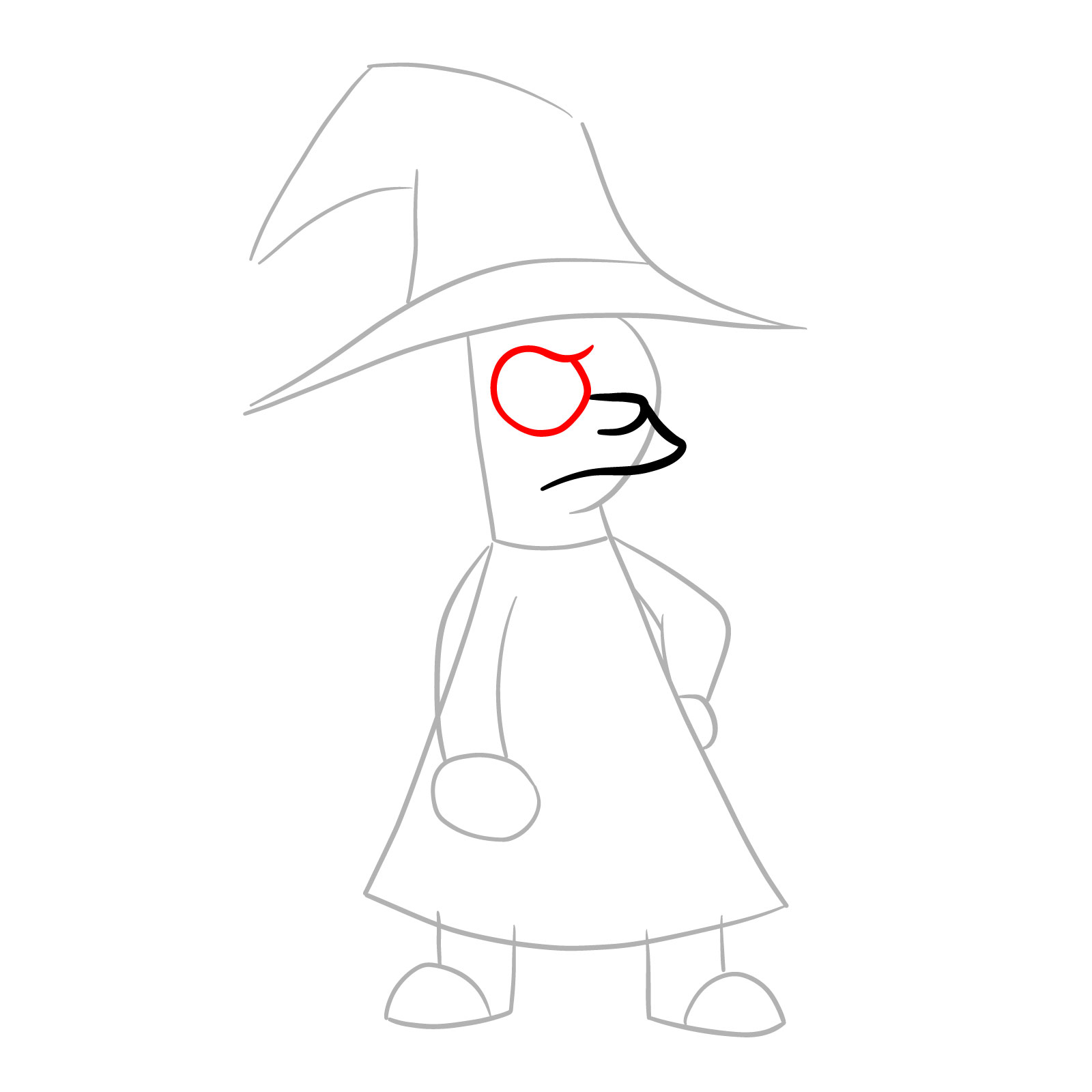 How to draw Lisa as a witch - step 05