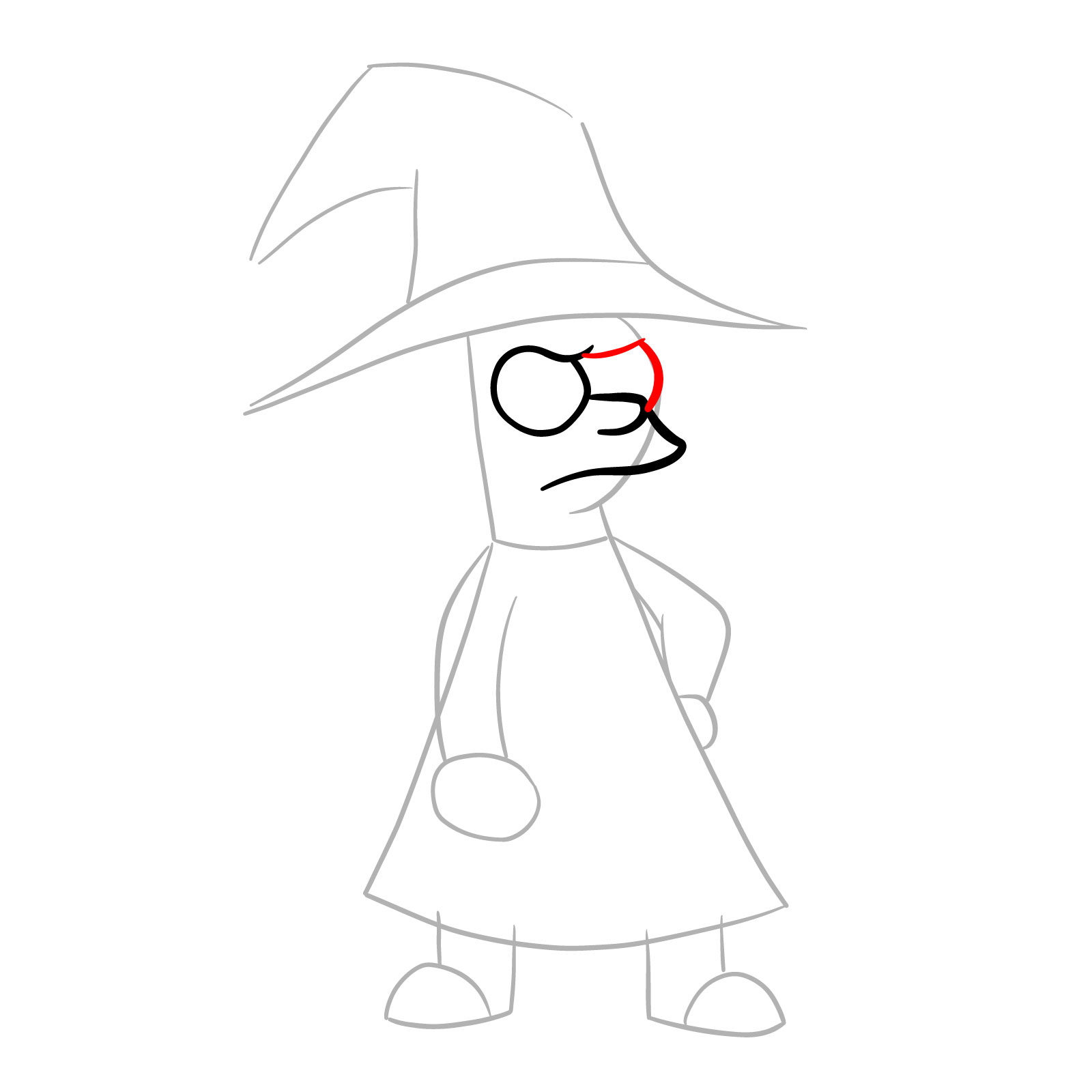How to draw Lisa as a witch - step 06