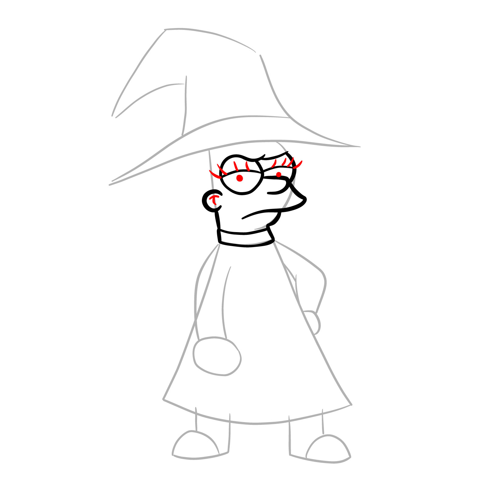 How to draw Lisa as a witch - step 09