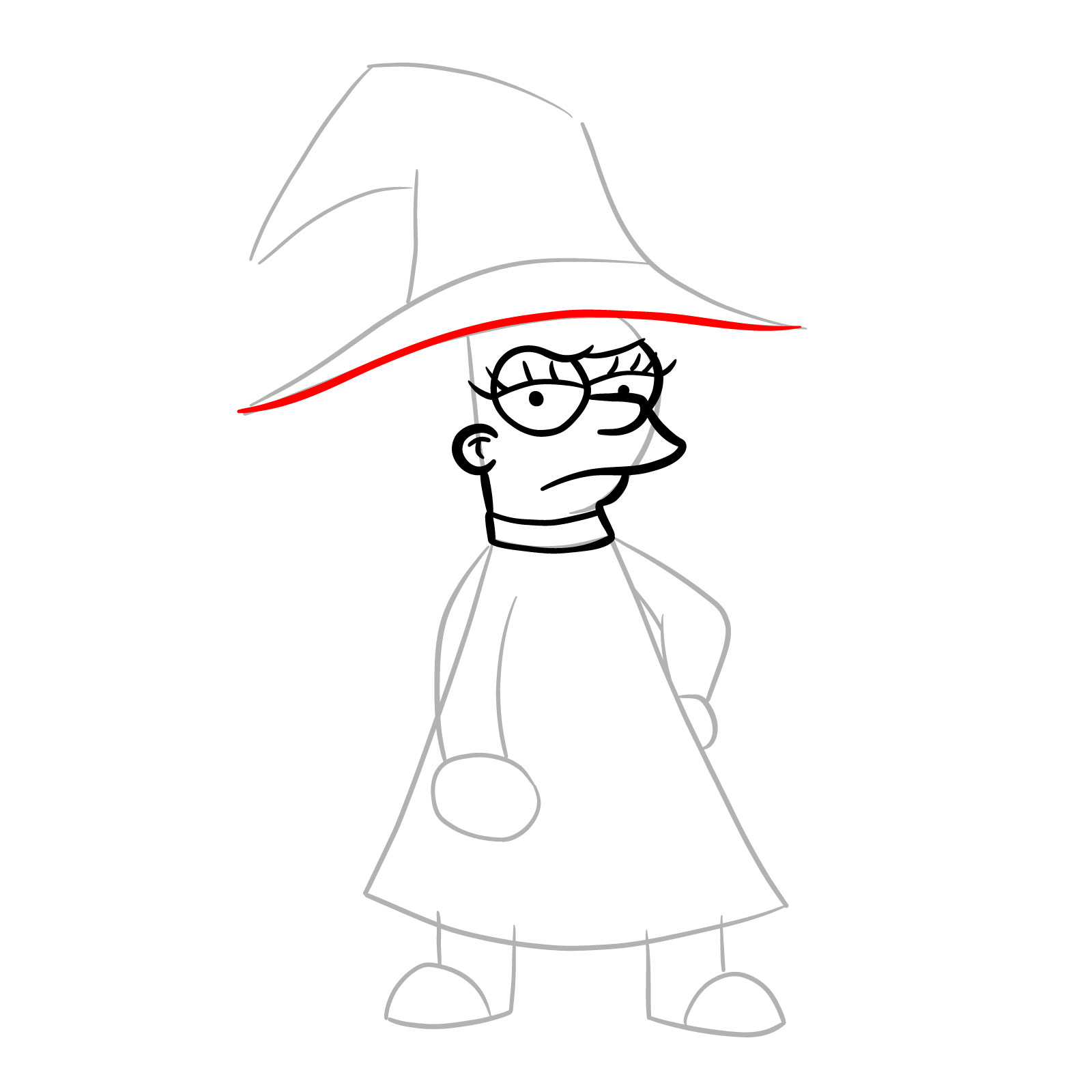 How to draw Lisa as a witch - step 10