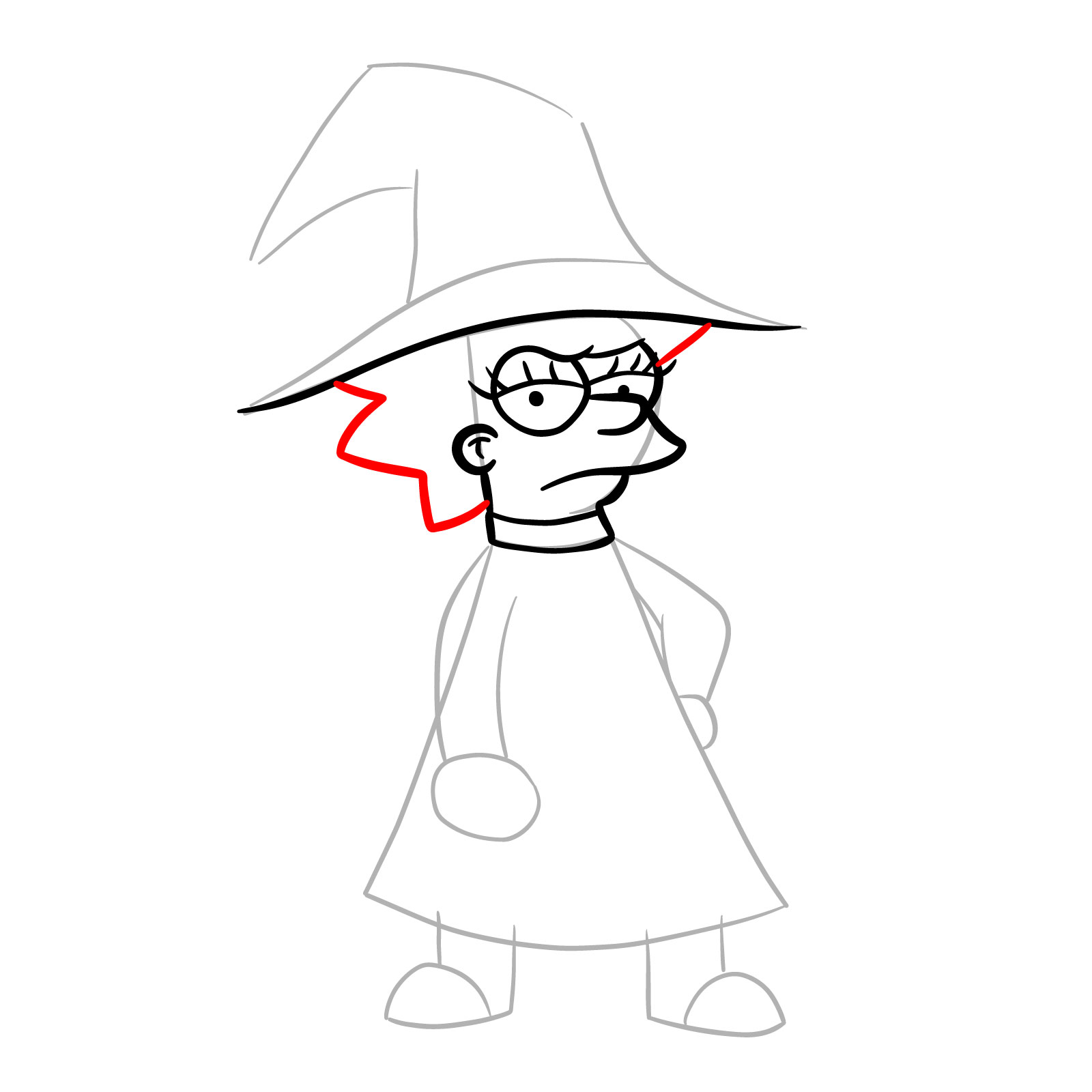 How to draw Lisa as a witch - step 11