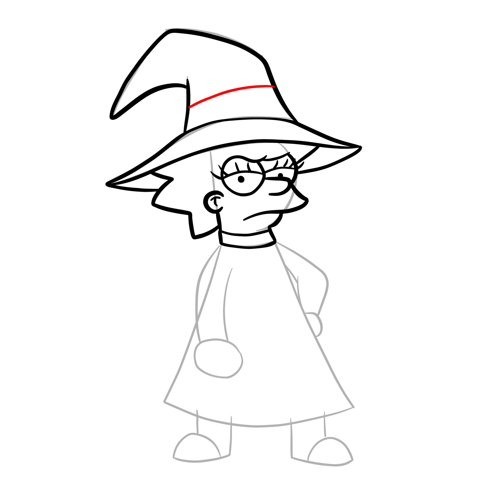 How to draw Lisa as a witch - step 14