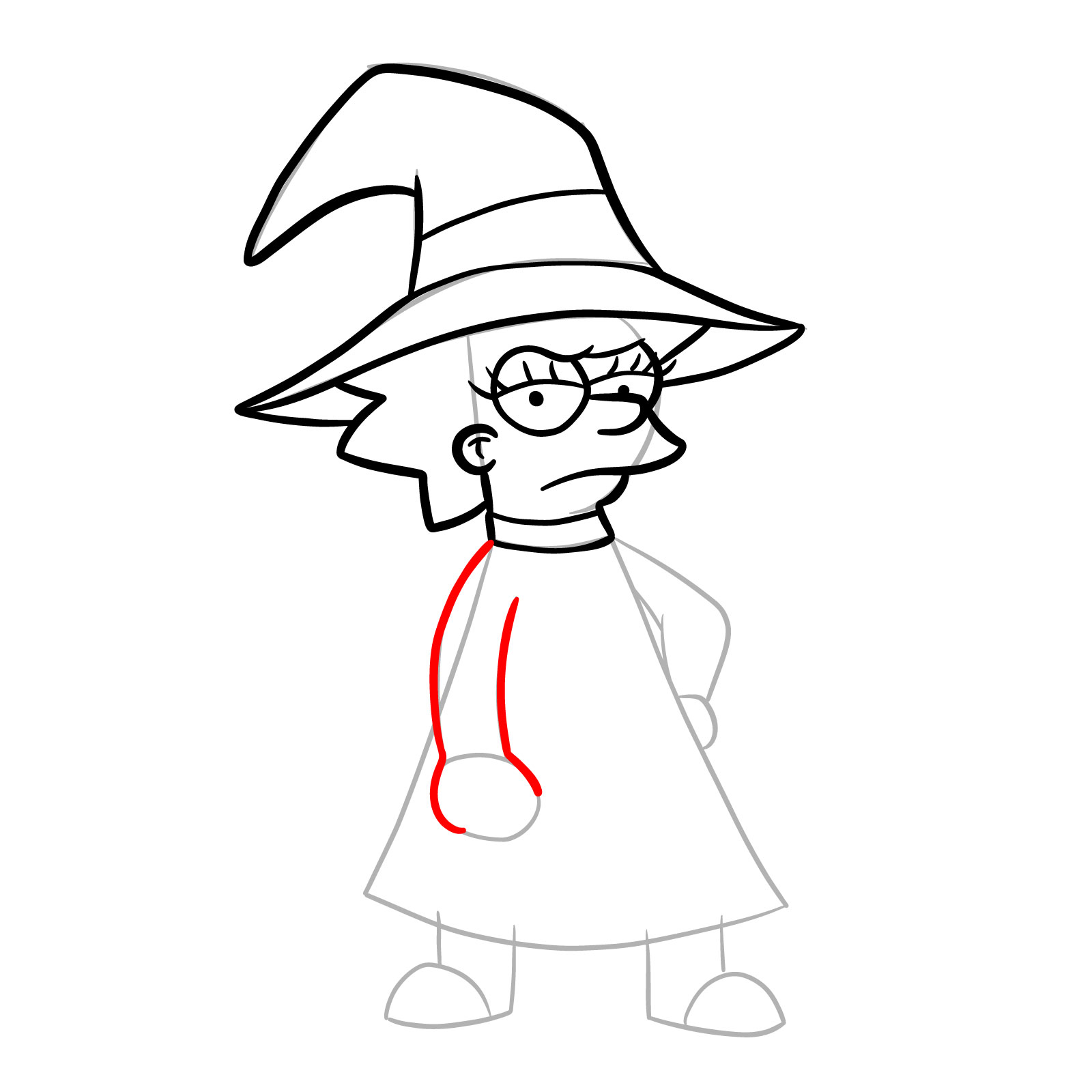 How to draw Lisa as a witch - step 15
