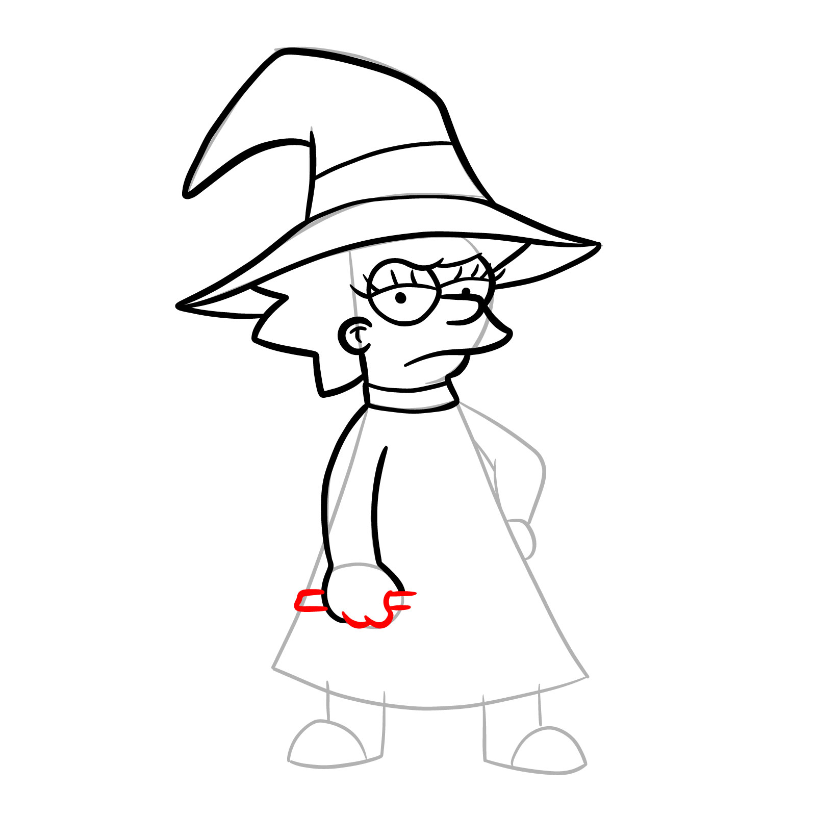How to draw Lisa as a witch - step 16