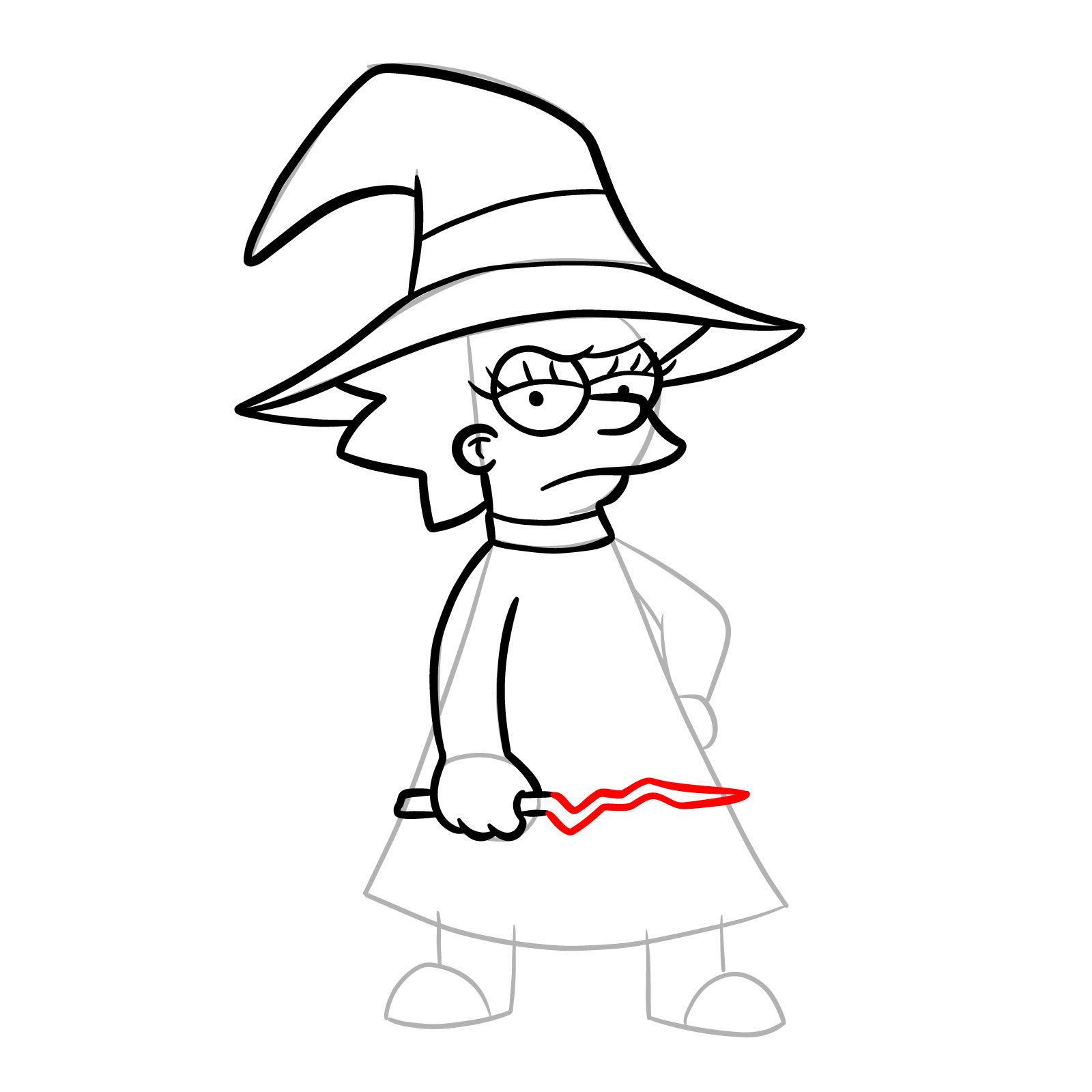 How to draw Lisa as a witch - step 17
