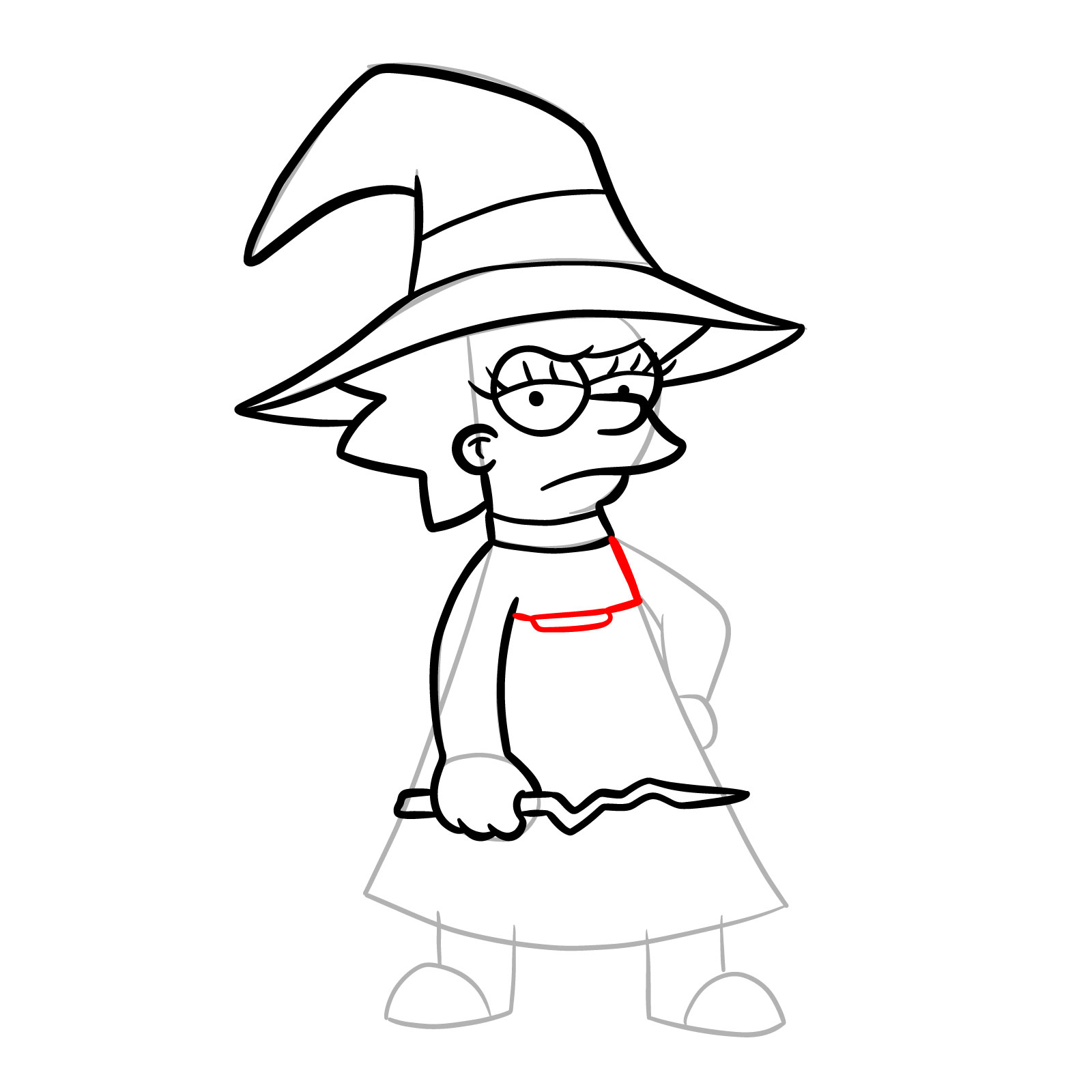 How to draw Lisa as a witch - step 18