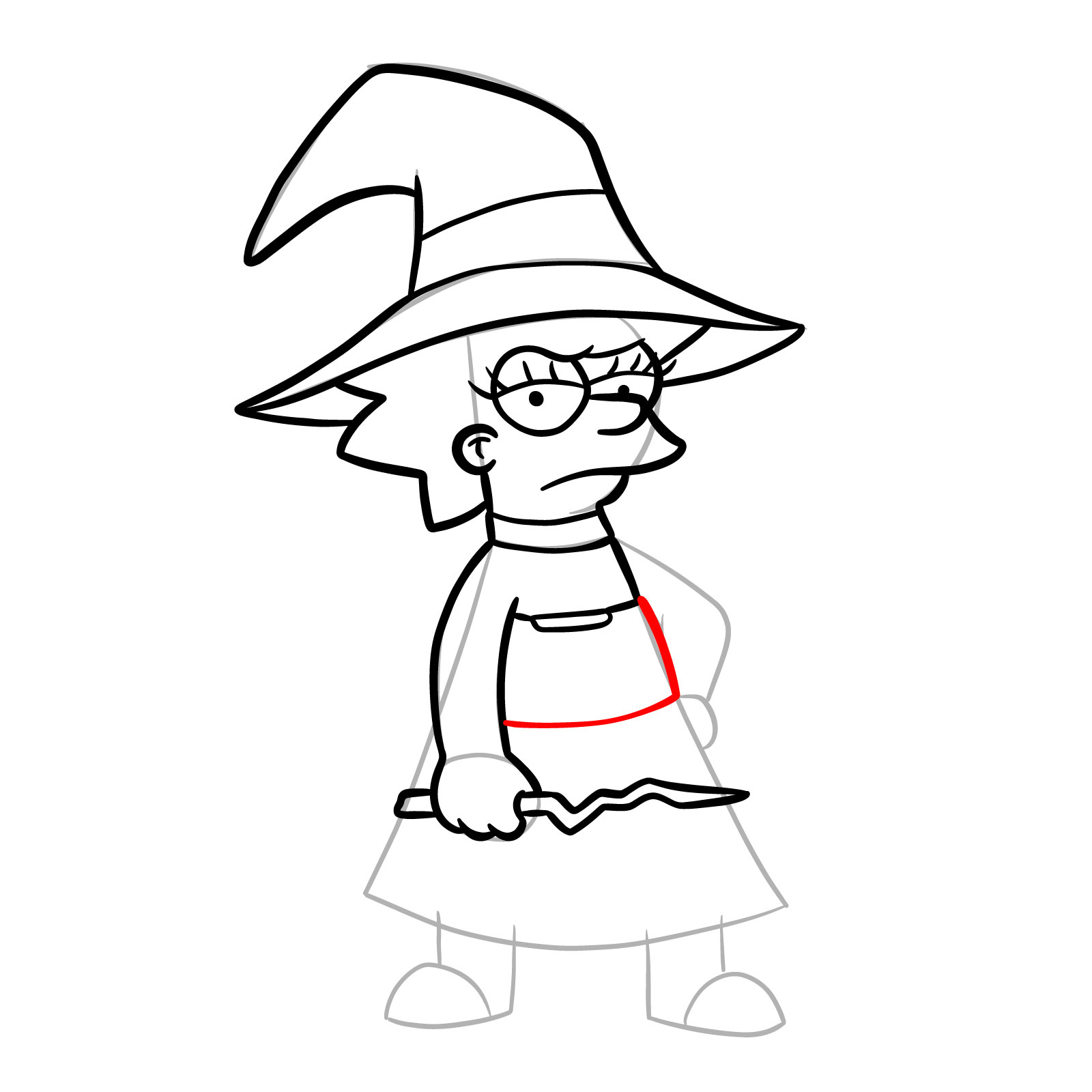 How to draw Lisa as a witch - step 19