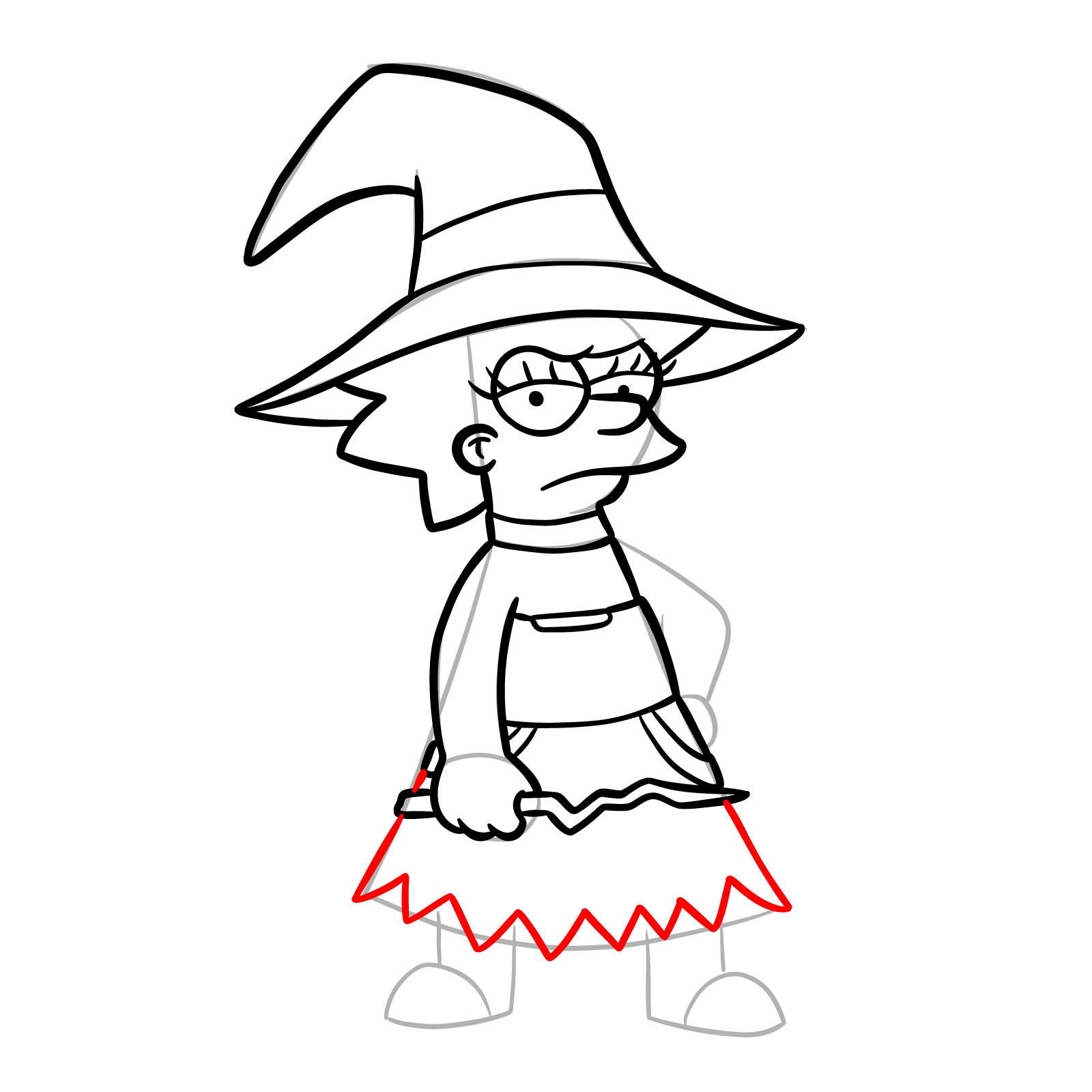 How to draw Lisa as a witch - step 21