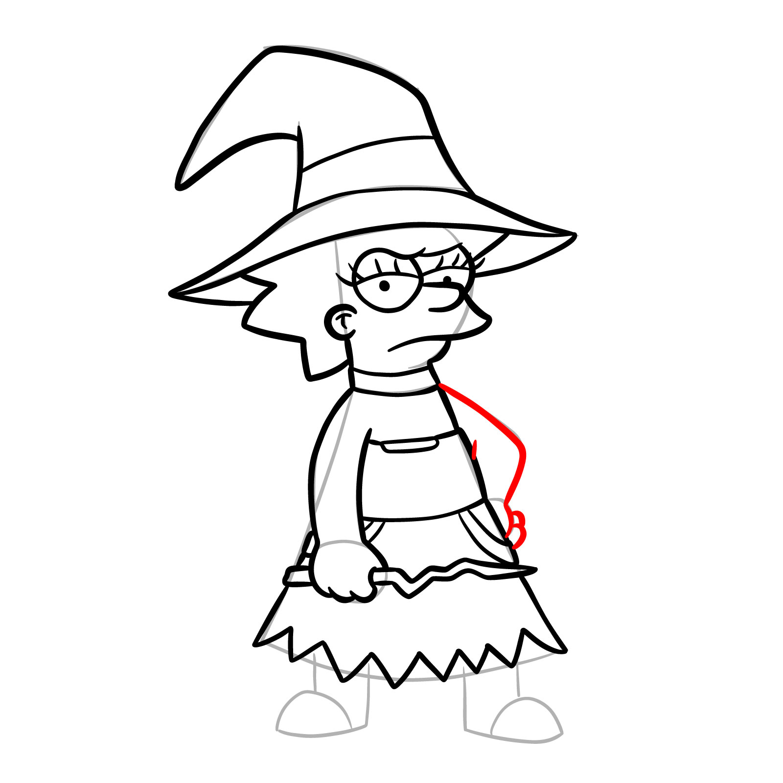 How to draw Lisa as a witch - step 22