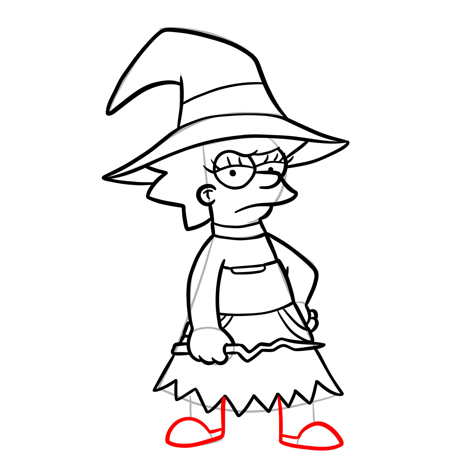 How to draw Lisa as a witch - step 23