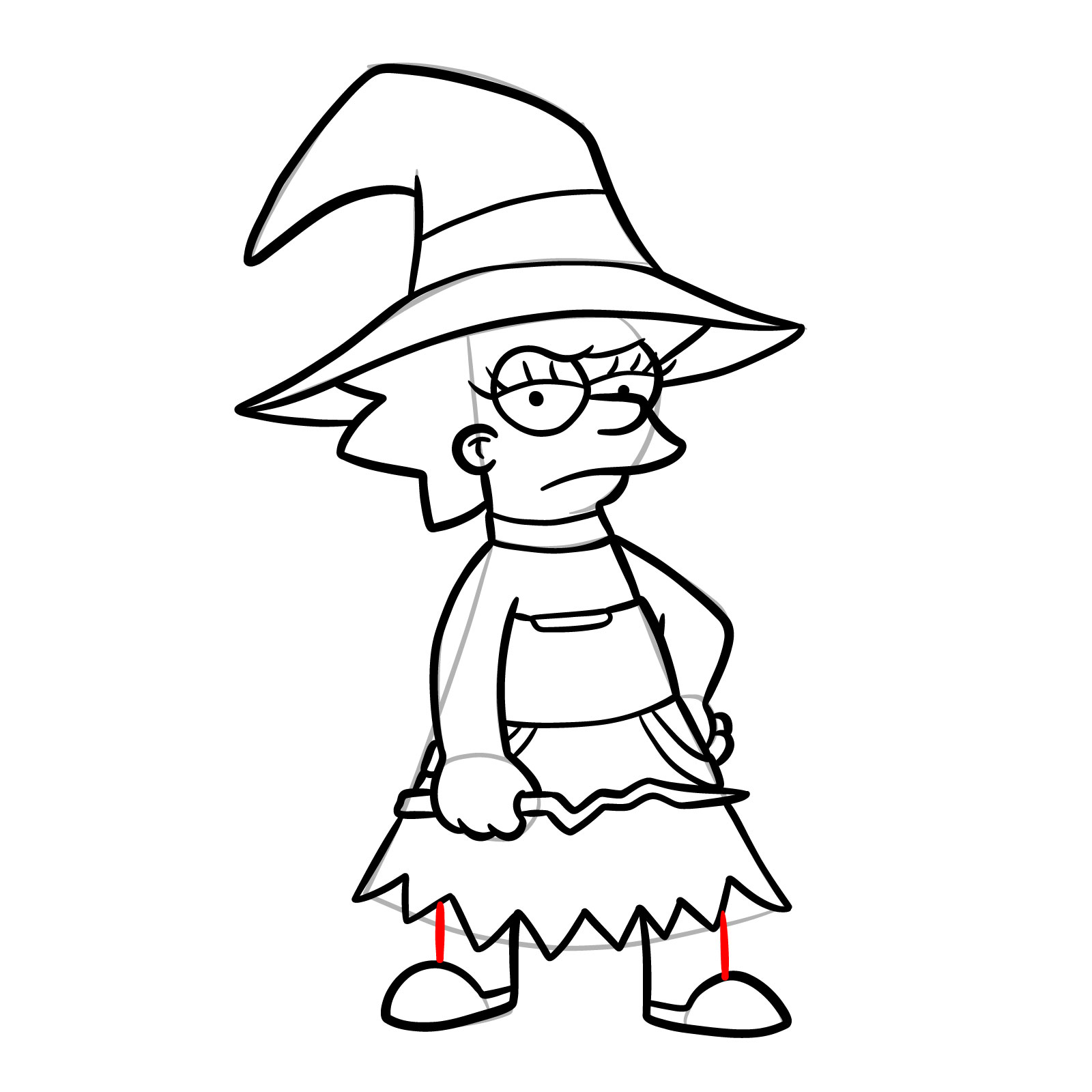 How to draw Lisa as a witch - step 24