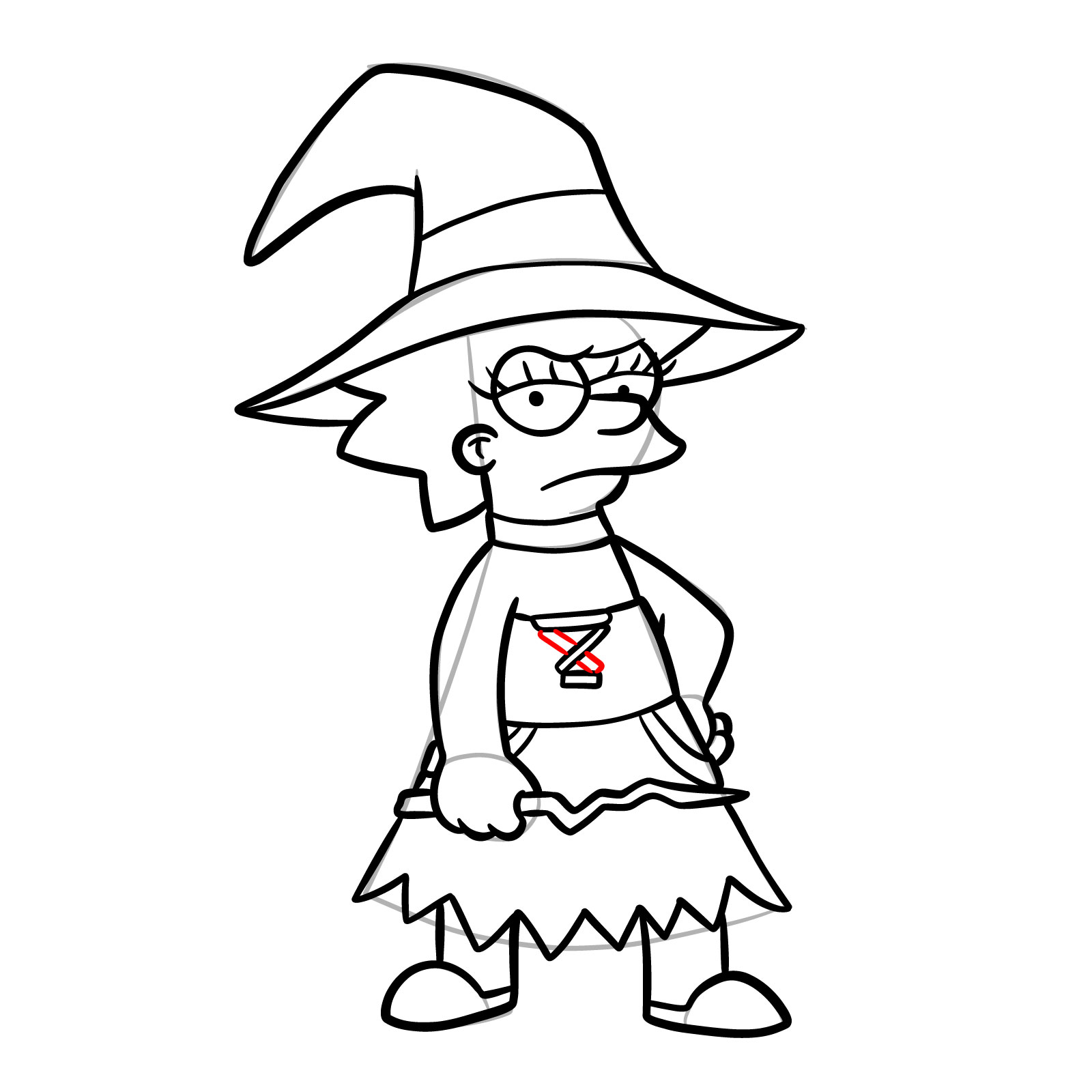 How to draw Lisa as a witch - step 26