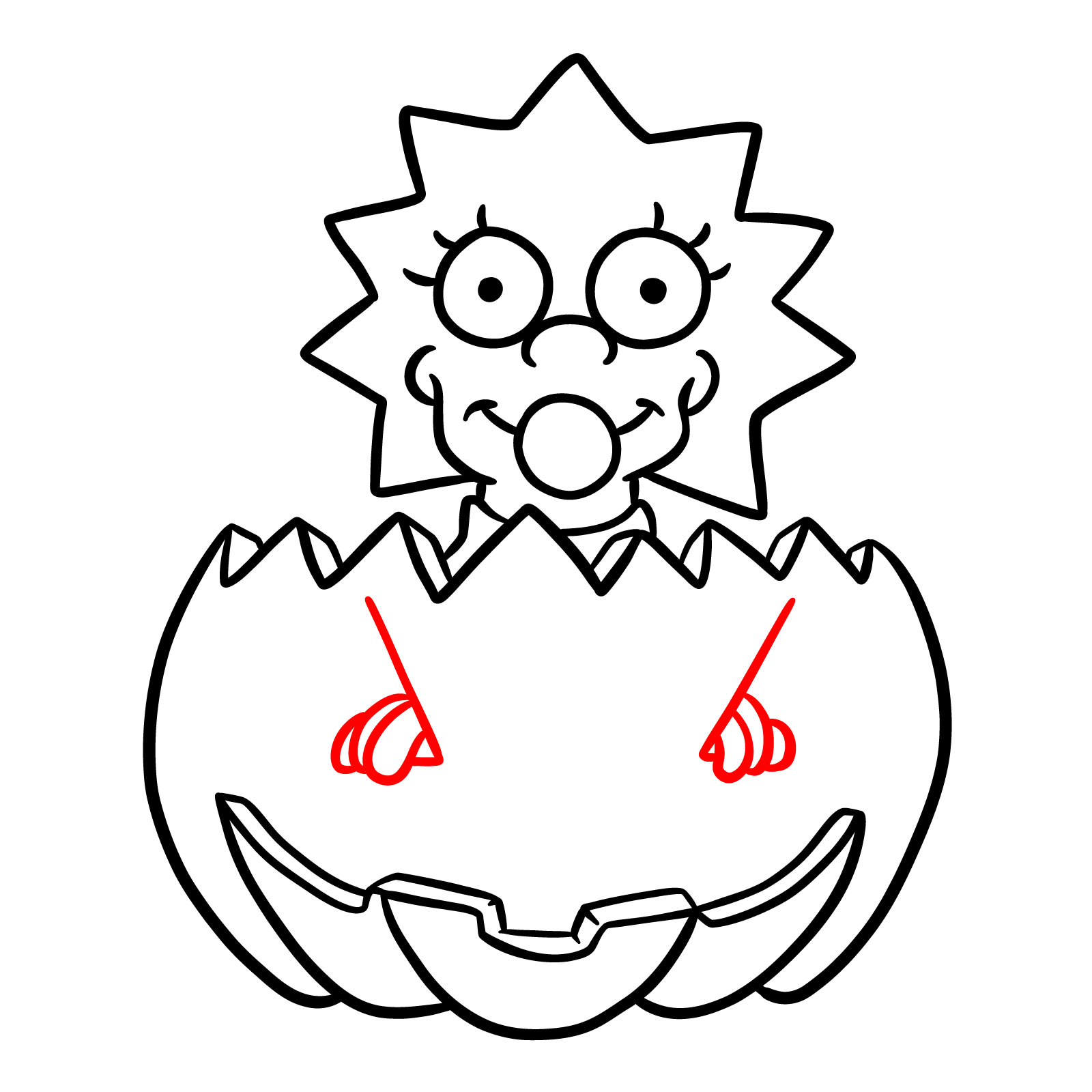 How to draw Halloween Maggie Simpson - step 15