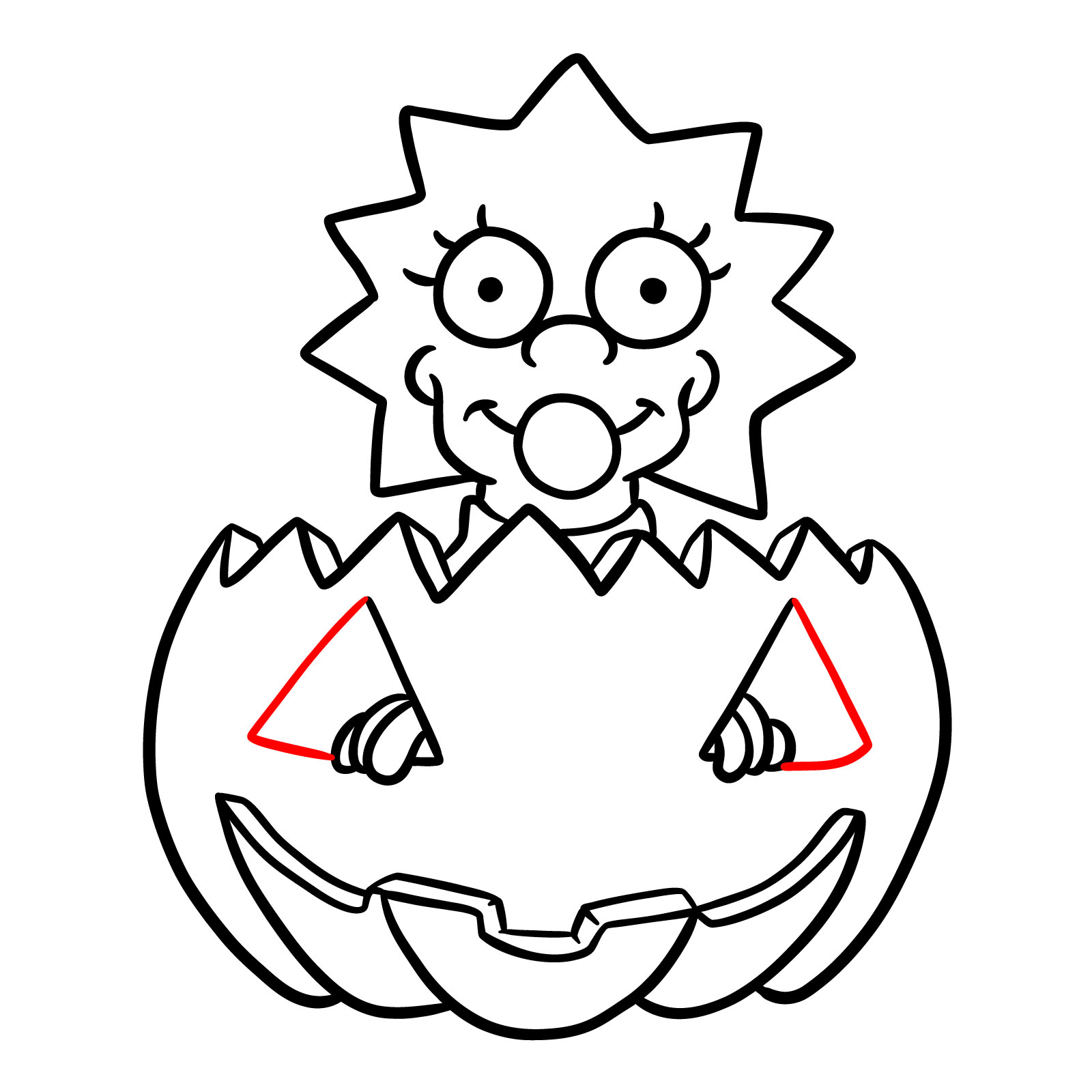 How to draw Halloween Maggie Simpson - step 16