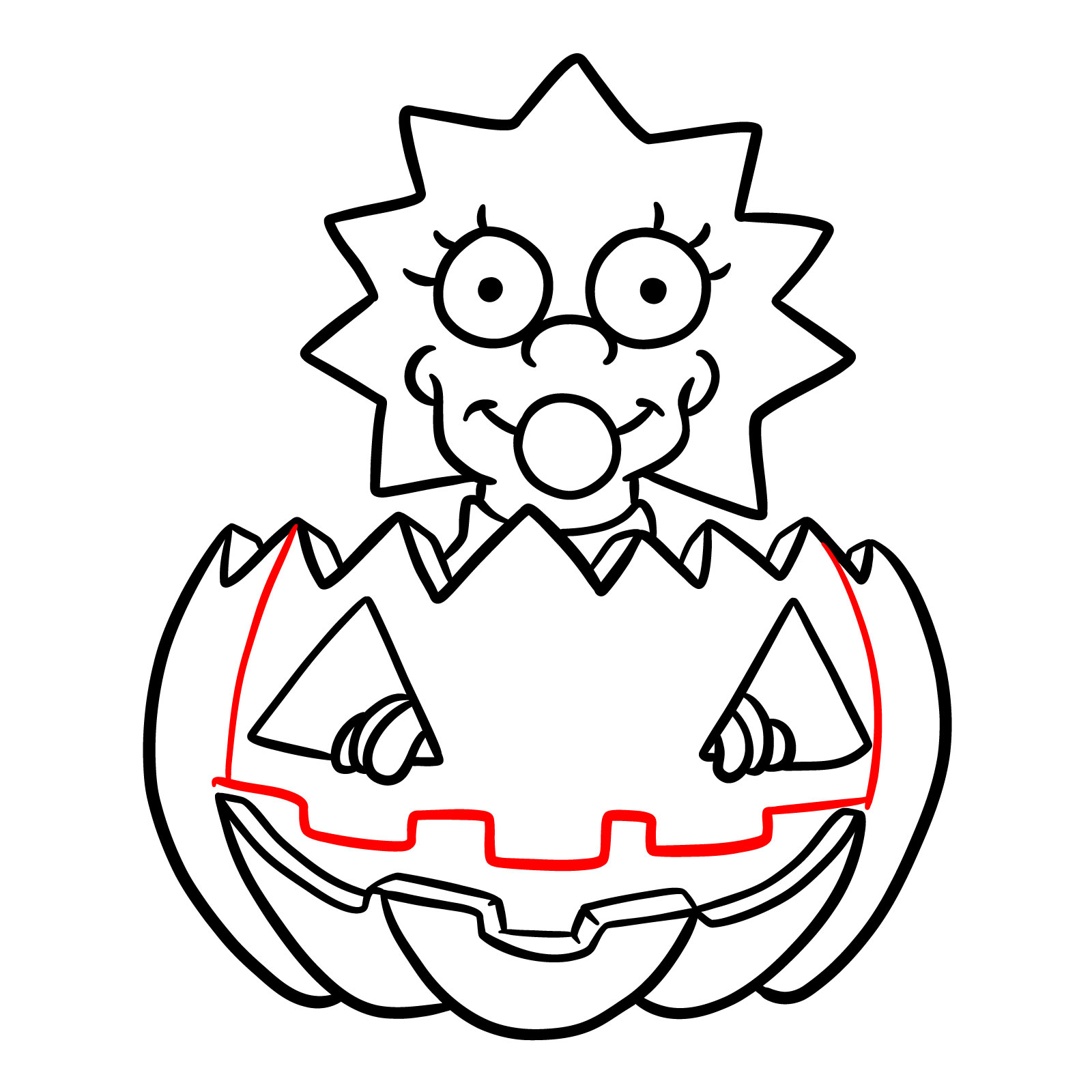 How to draw Halloween Maggie Simpson - step 17
