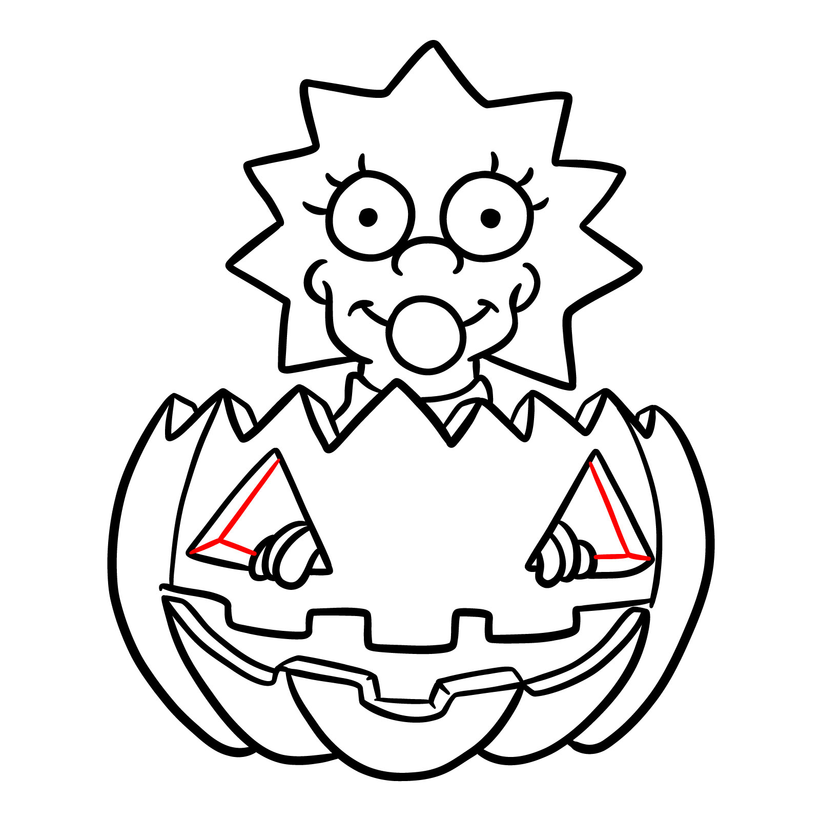 How to draw Halloween Maggie Simpson - step 18