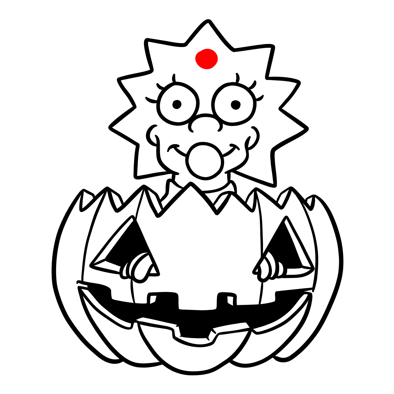 How to draw Halloween Maggie Simpson - step 21