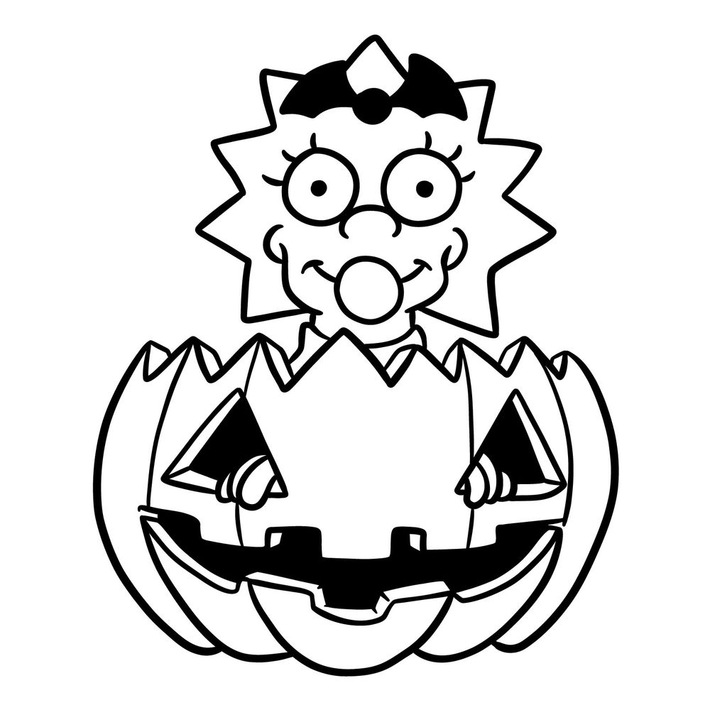 How to draw Halloween Maggie Simpson