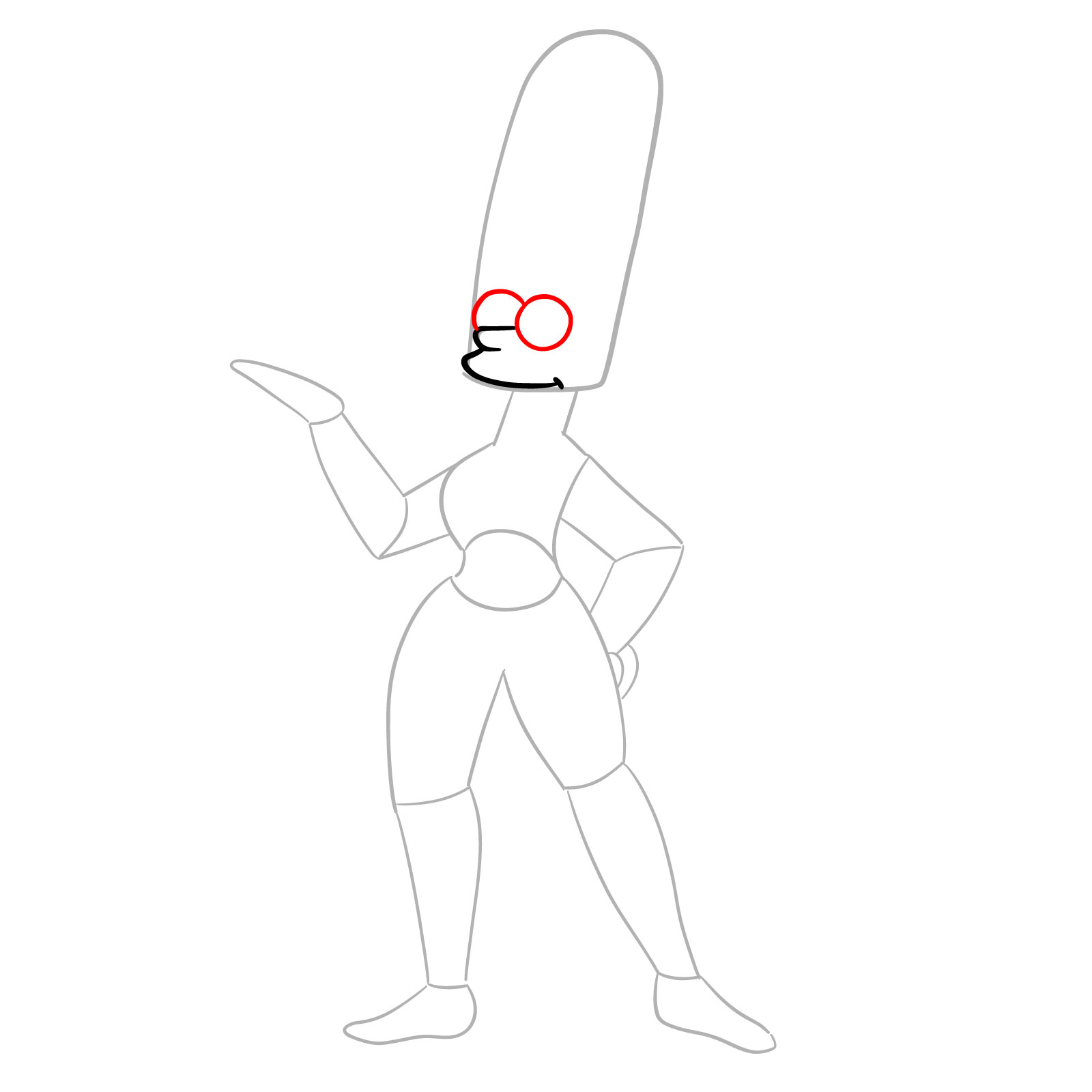 How to draw Marge as a mummy - step 06
