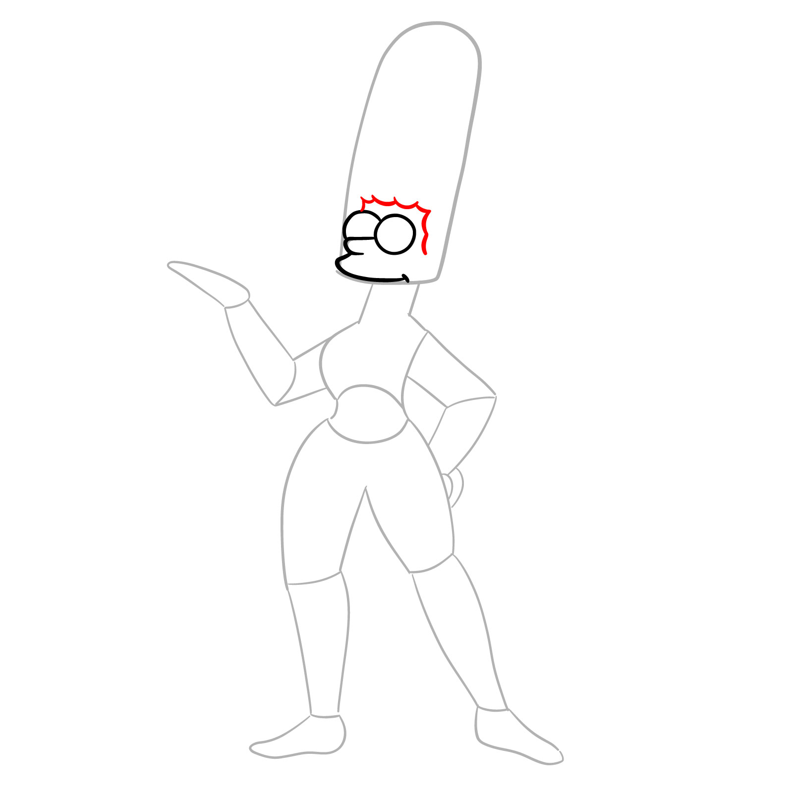 How to draw Marge as a mummy - step 07