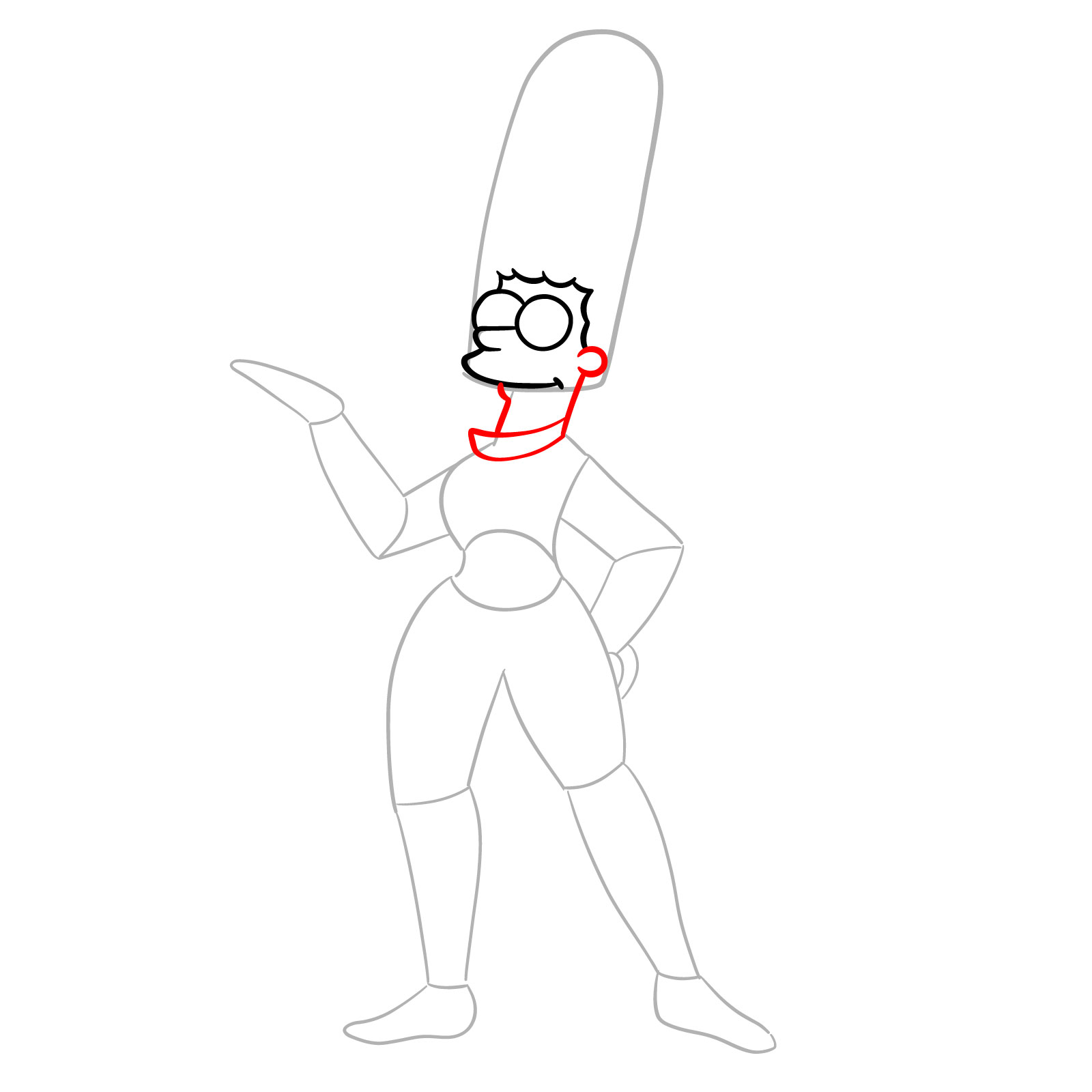 How to draw Marge as a mummy - step 08