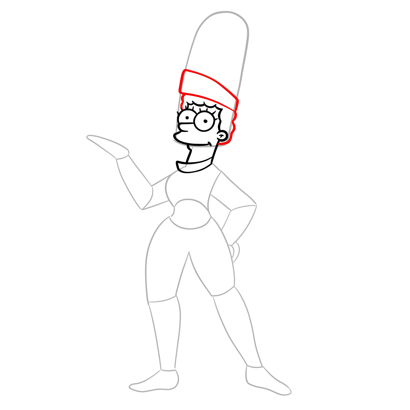 How to draw Marge as a mummy - step 10