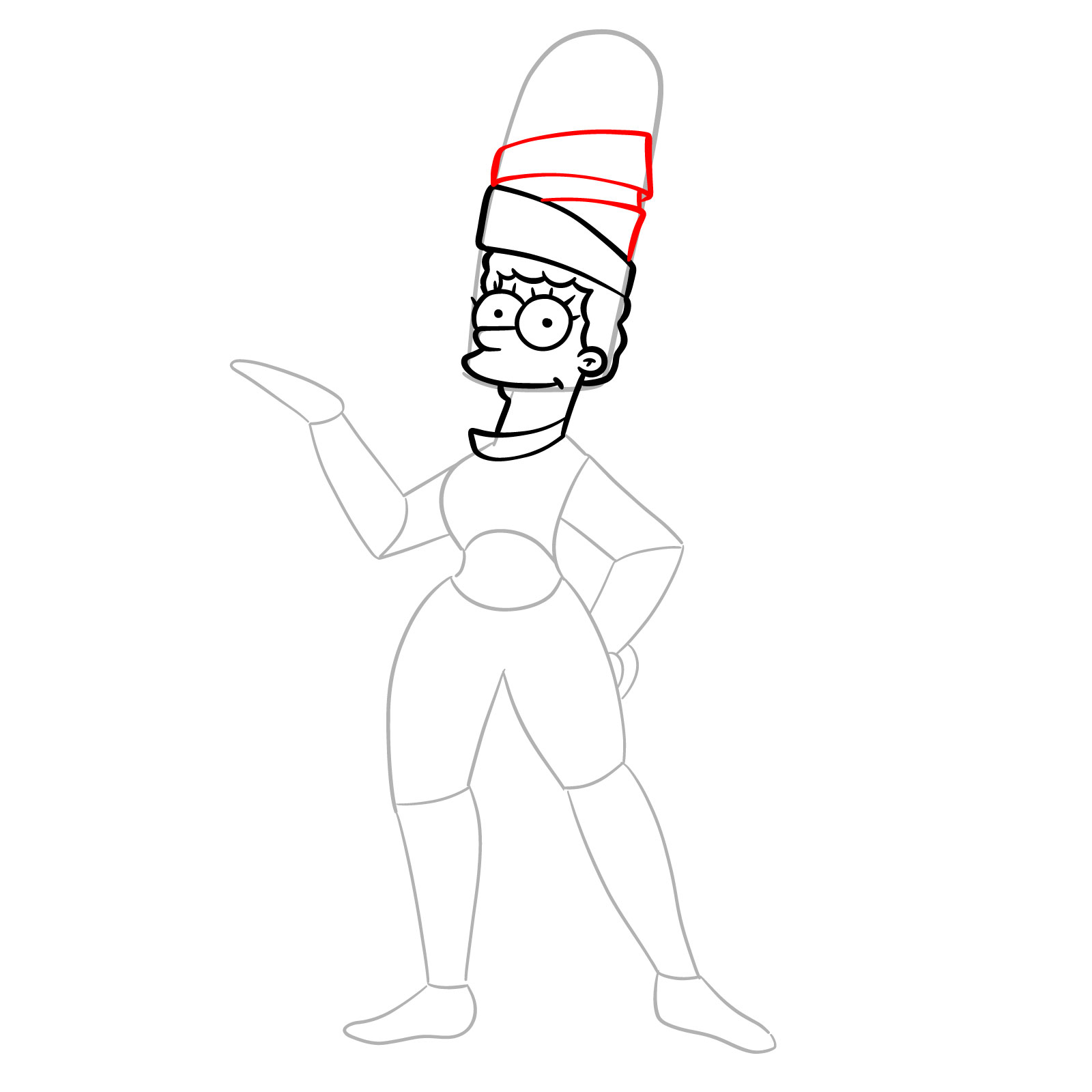 How to draw Marge as a mummy - step 11