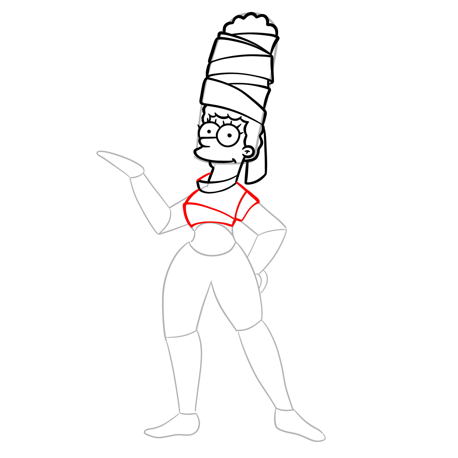 How to draw Marge as a mummy - step 14