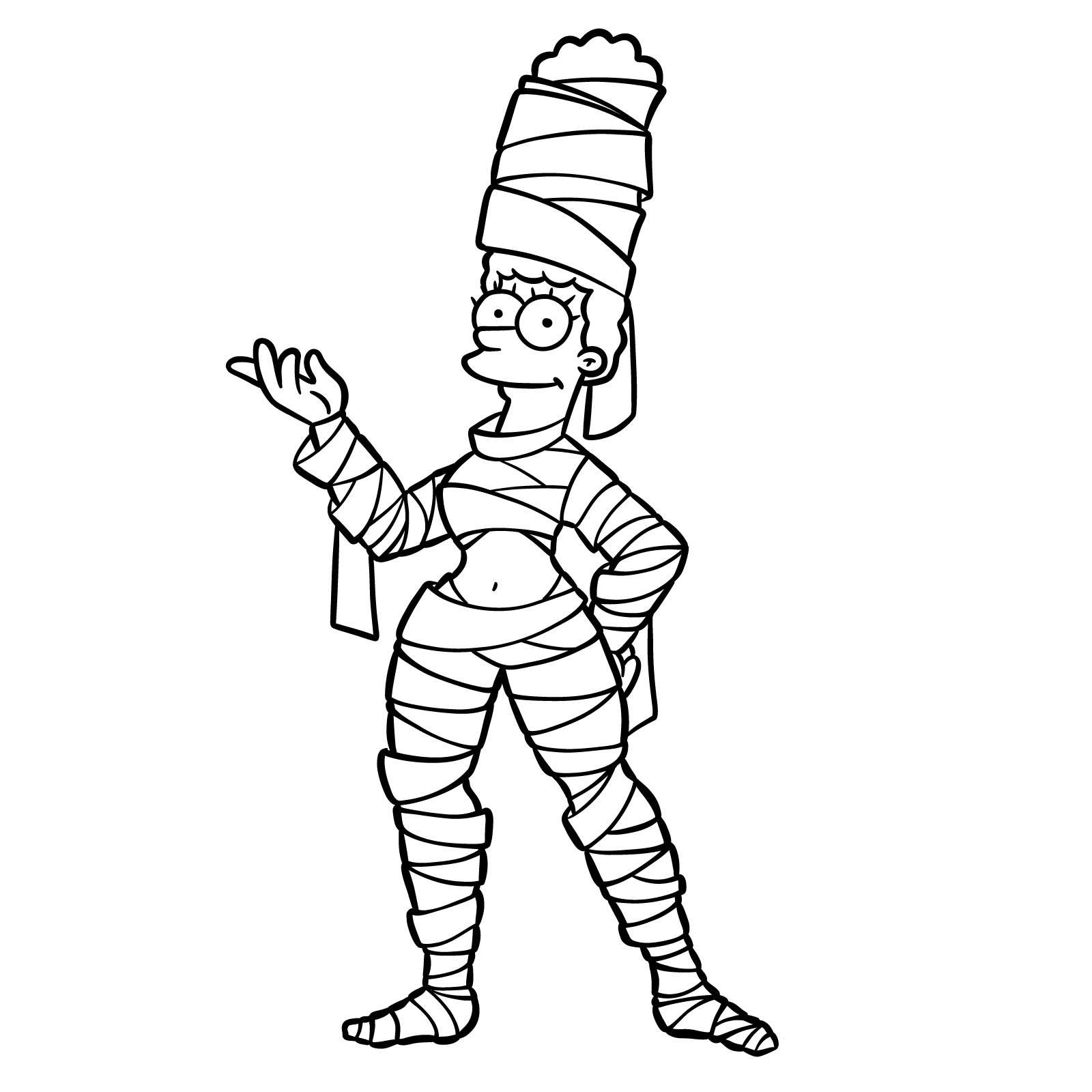 How to draw Marge as a mummy - final step