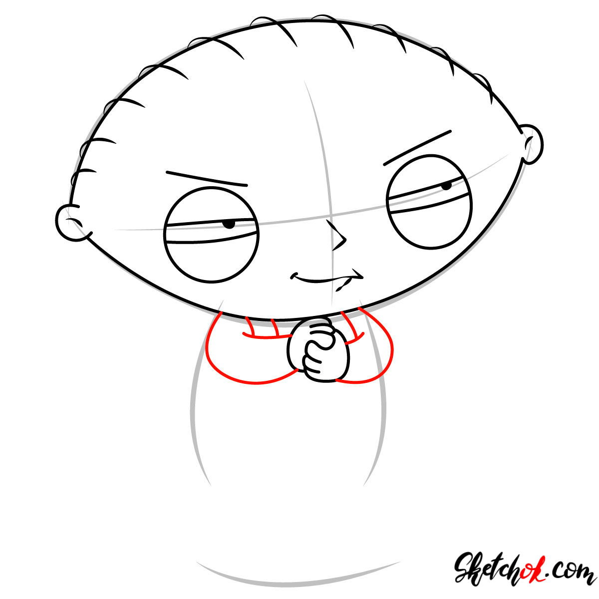 How to draw tricky Stewie Griffin - step 06